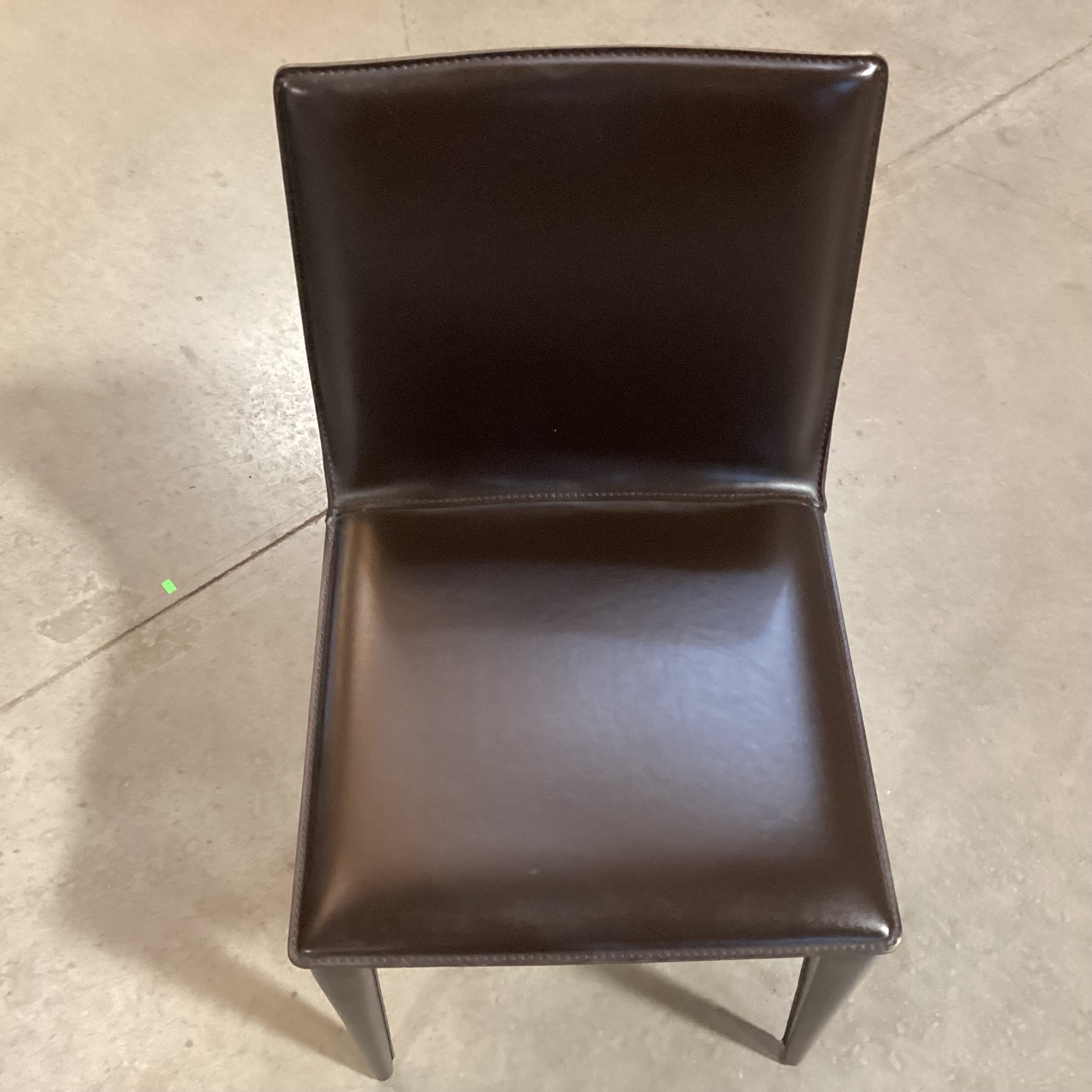 Frag Ultra Modern Espresso Full Grain Leather & Steel Chair 18"x 20"x 33"