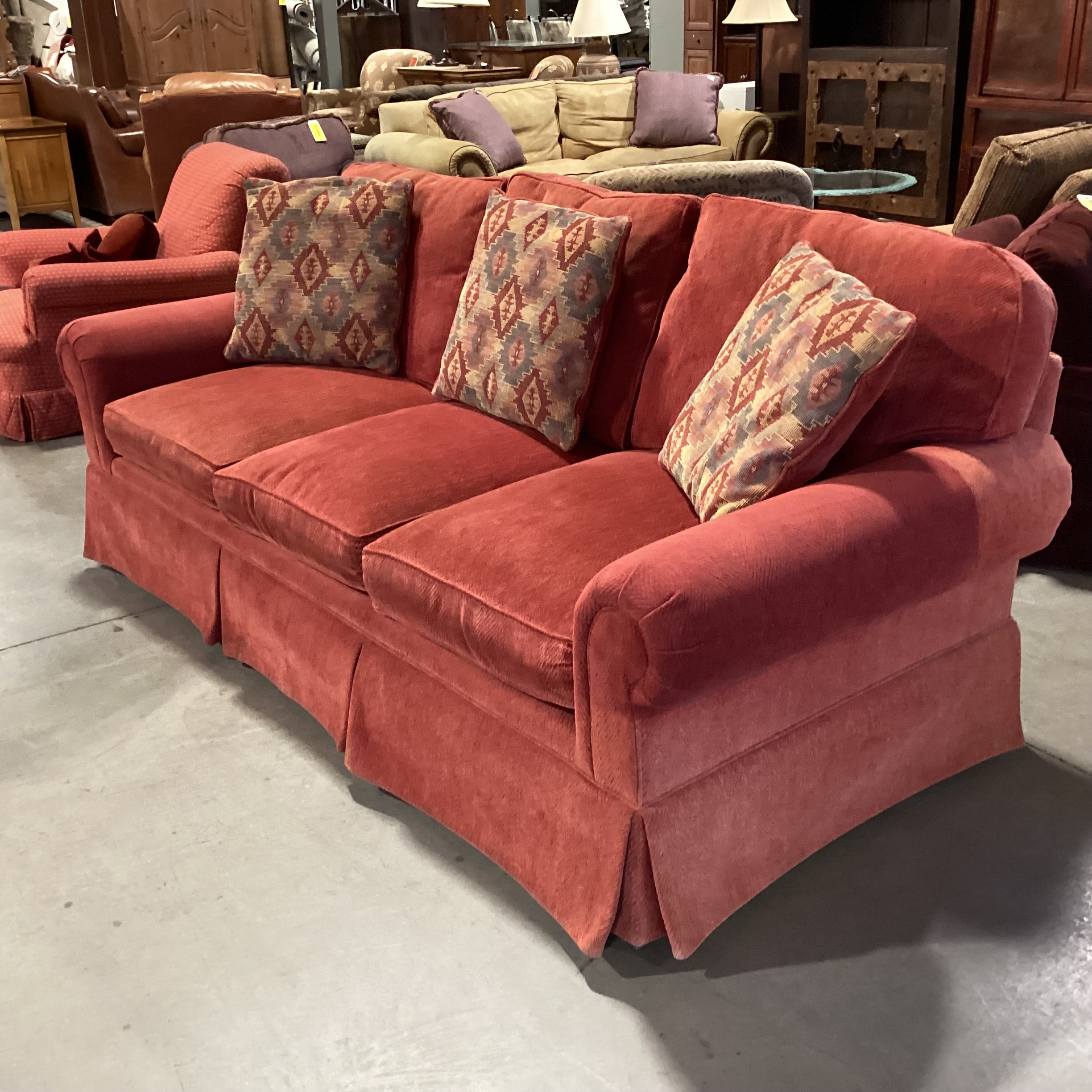 Henredon Custom Folio Collection Red Woven Chenille Sofa 91"x 40"x 29"