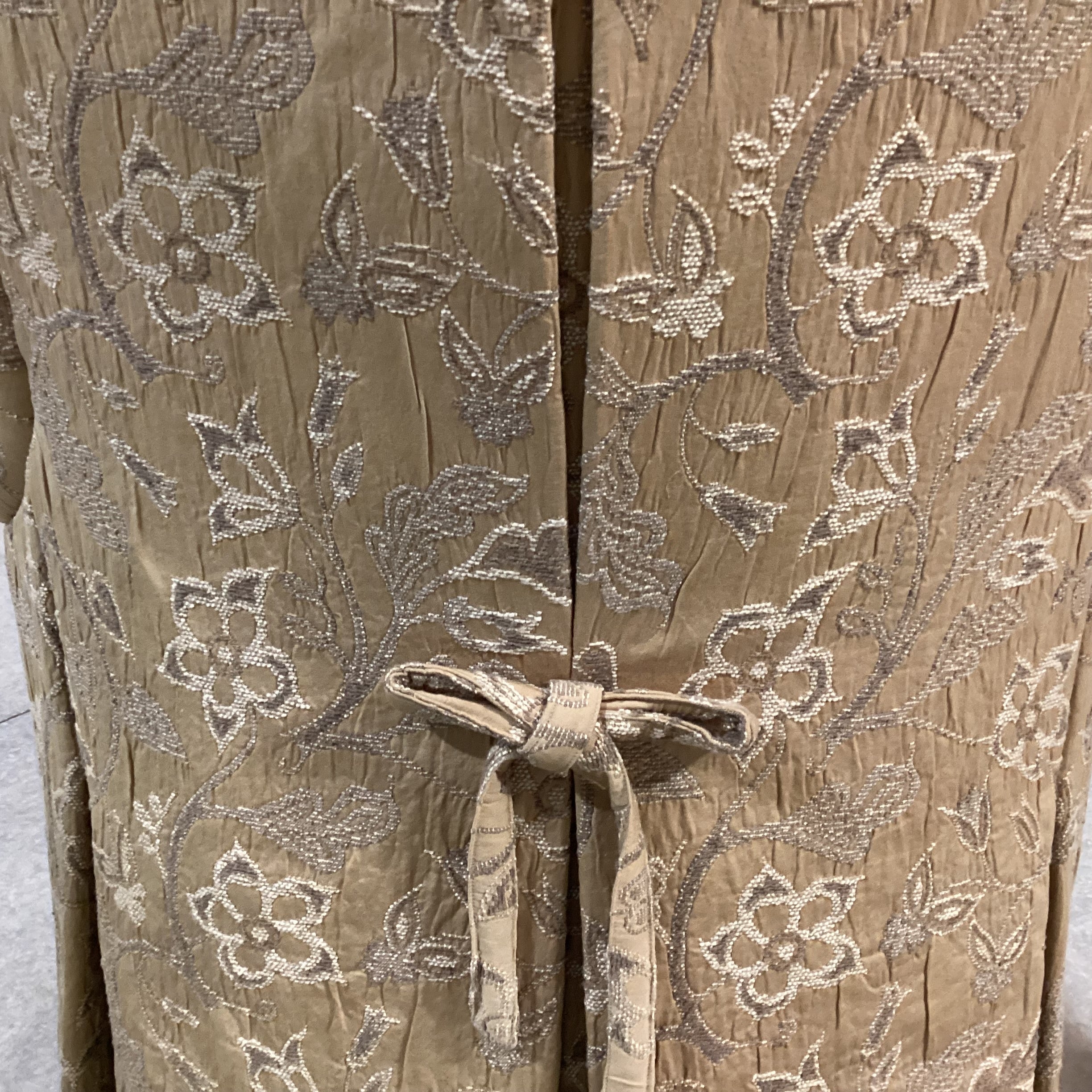 JJ Custom Gold & Taupe Raised Stitch Floral Chair 31"x 26"x 42"