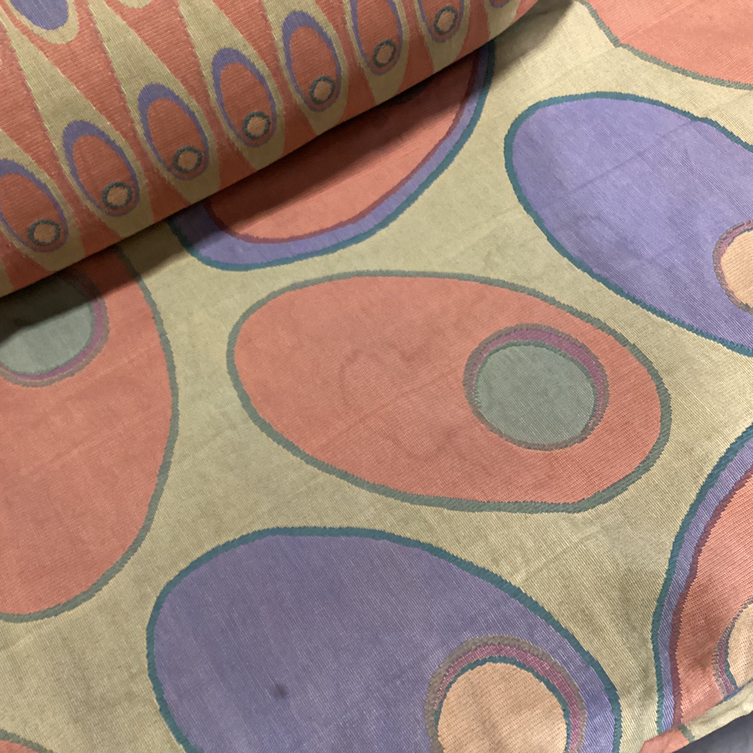 Gold Orange & Purple Circle Design Cushion & Black Metal Futon Sofa 79"x 44" to 56"x 38"