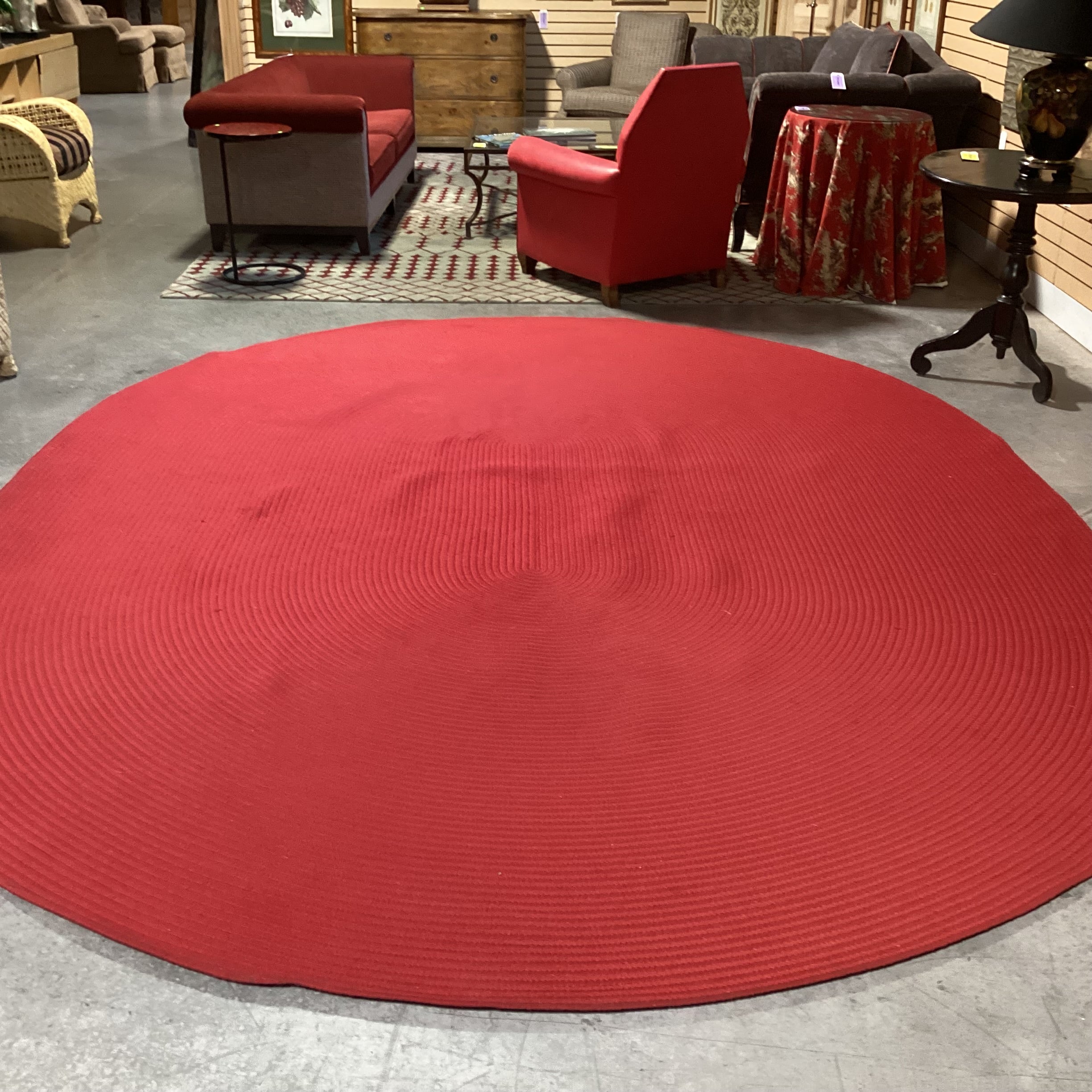 Oval Red Braided Woven Rug 10'x 13'