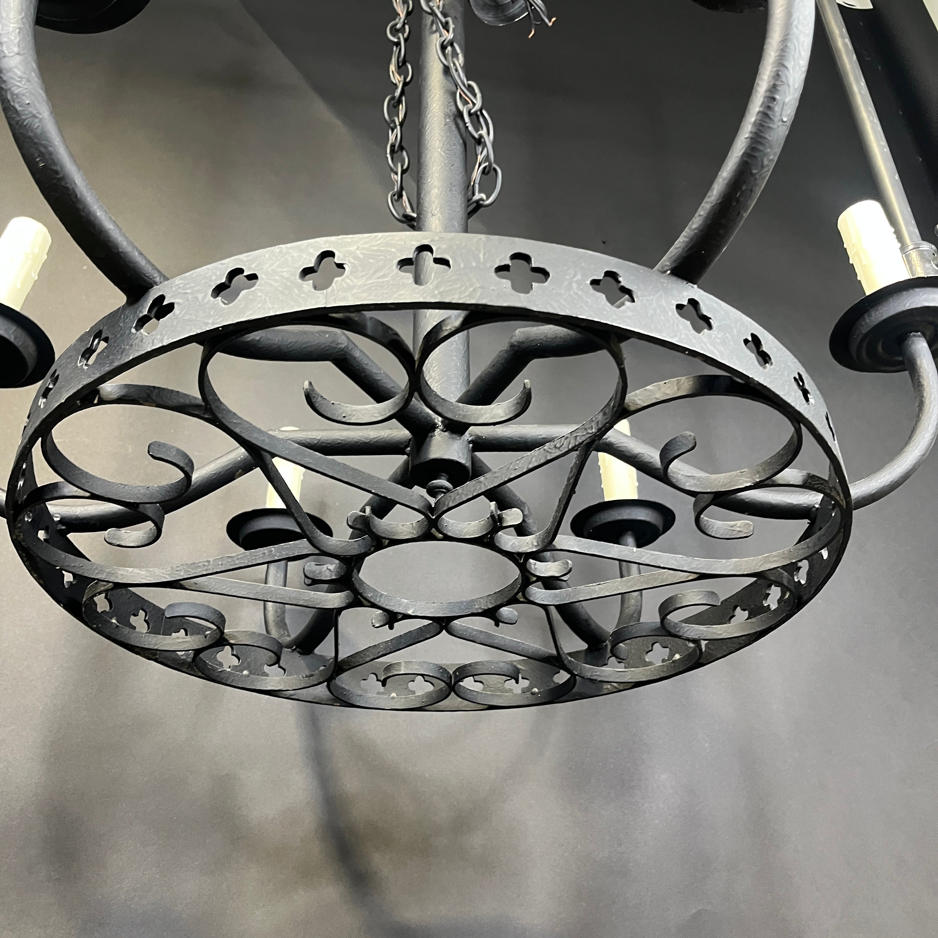 Romance Revival 6-Light Black Painted Metal Heart Candelabra Chandelier 38” Diameter x 36” - 82”