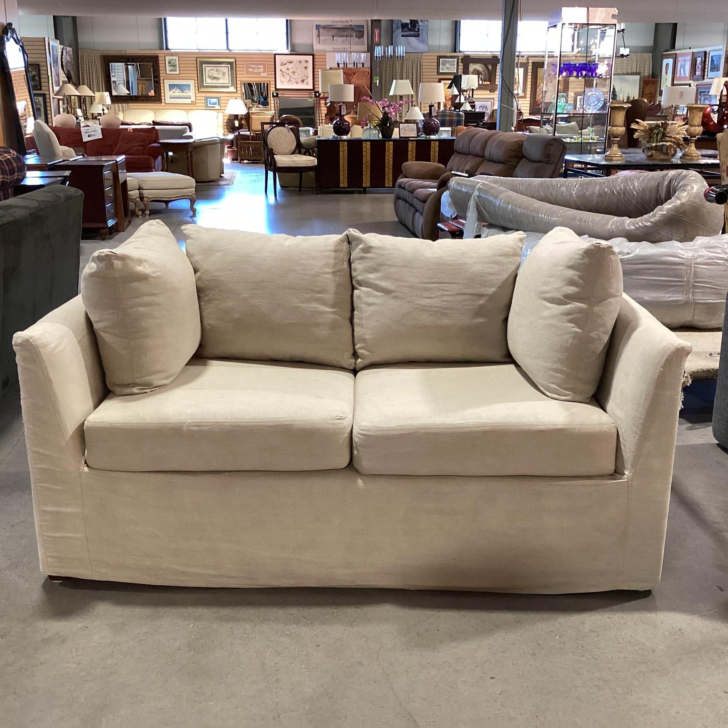 Linen Slipcovered Loveseat Sofa 68"x 34"x 29"