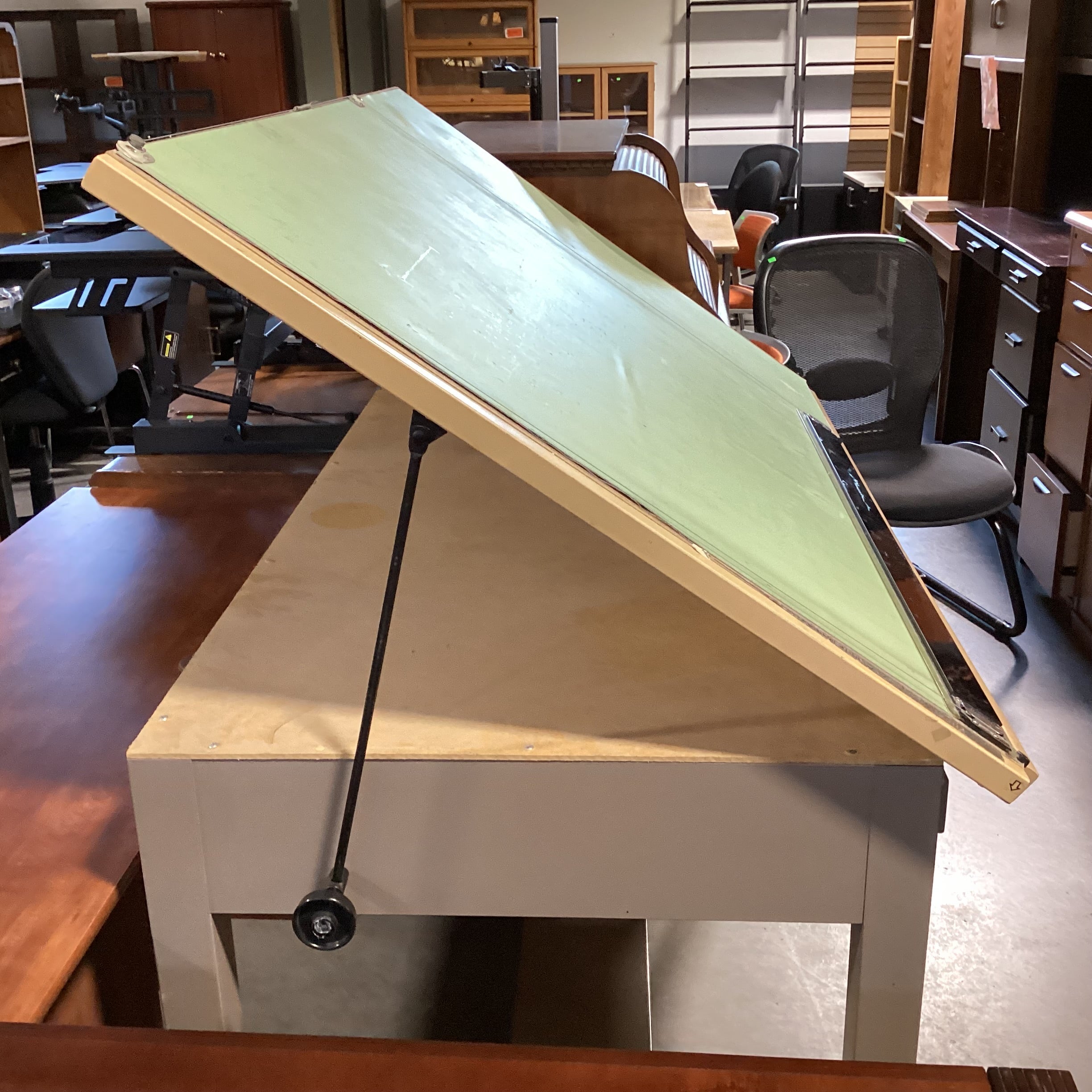 Wood & Metal Drafting Desk 60"x 38.5"x 36" to 58"