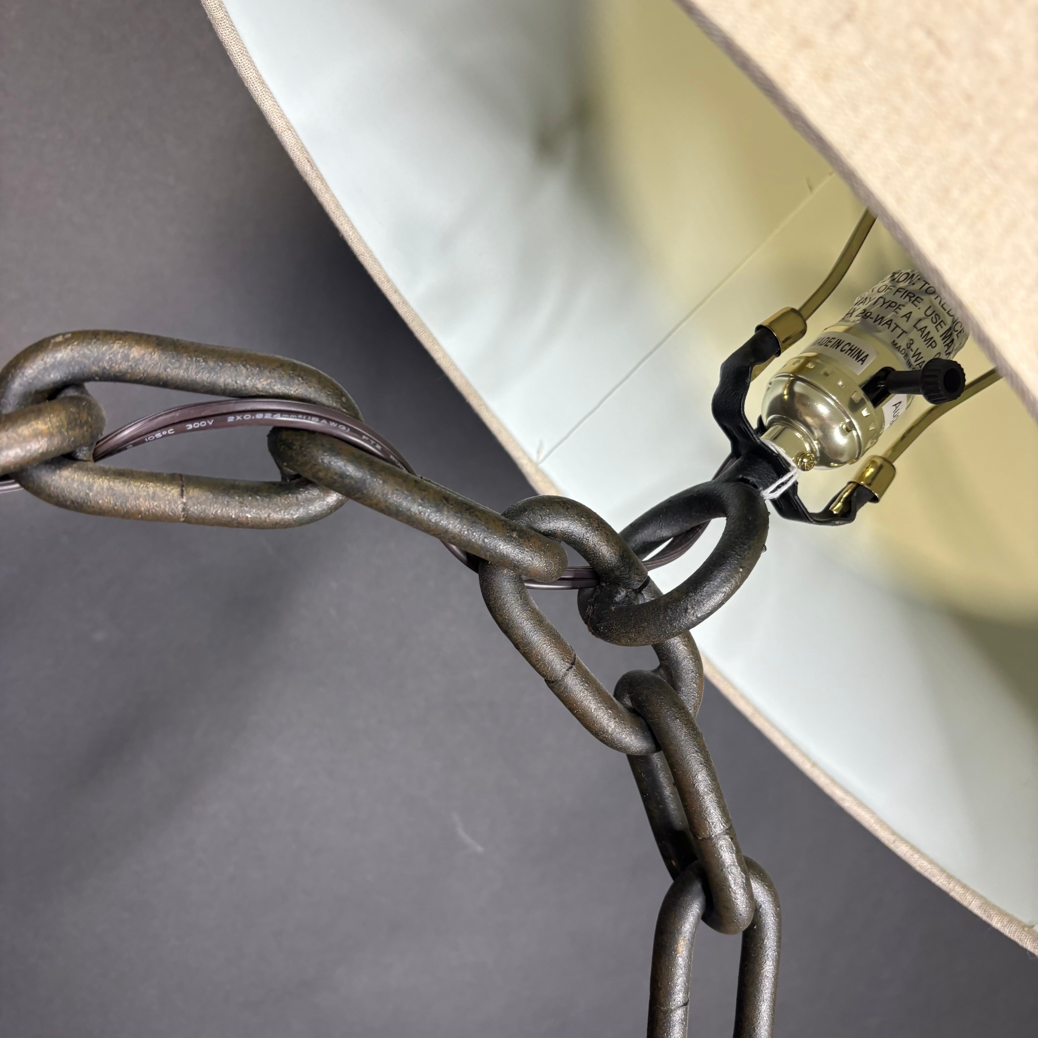 Regina Andrews Iron Chain Link with Shade Table Lamp 18”x 10”x 30”