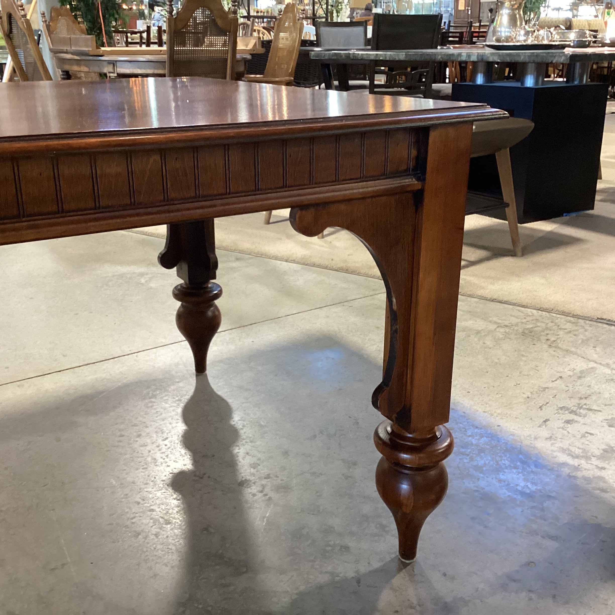 Dark Finish Wood Ornate Carved Accent Table 40"x 40"x 29.5"