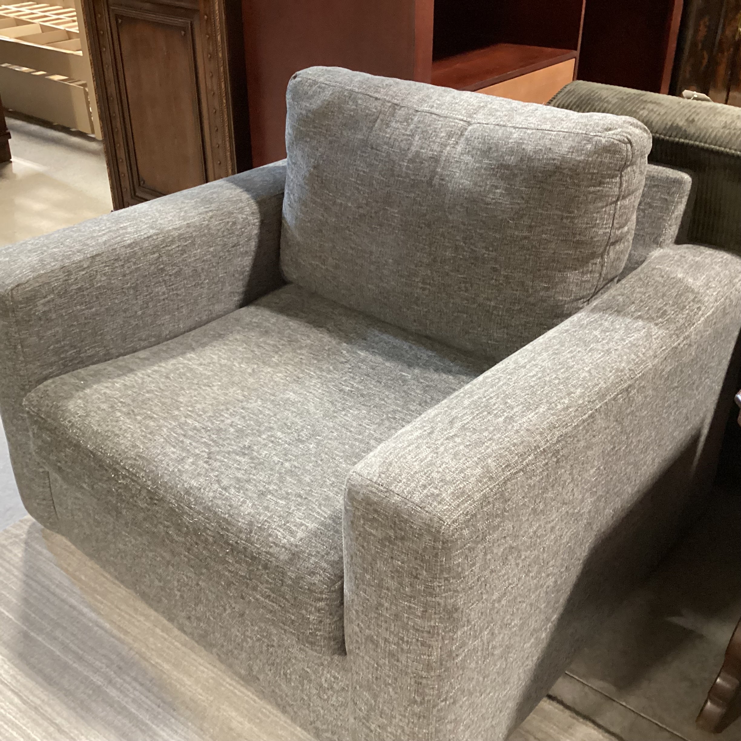 Heather Grey Woven Track Arm Oversized Chair 45"x 41"x 30"