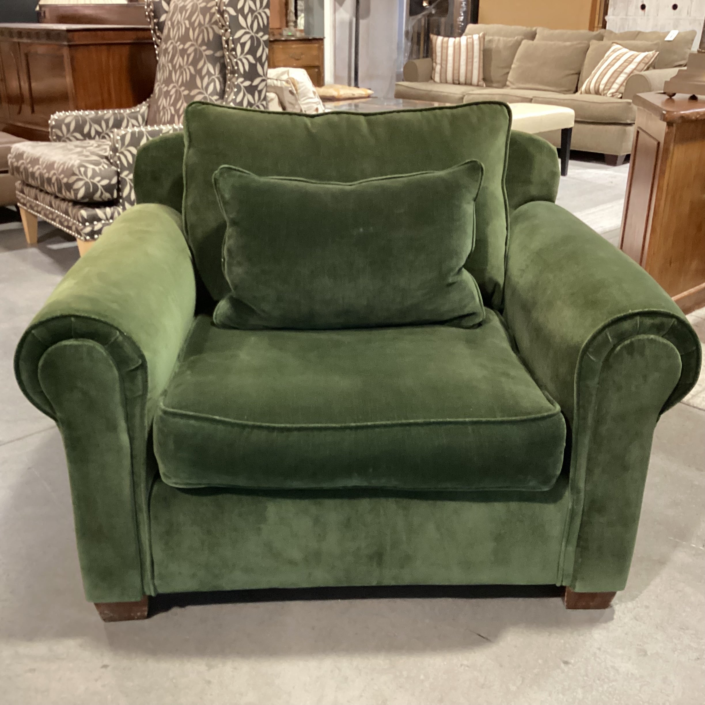 Pottery Barn Green Velvet Down Mix Chair 46"x 38"x 32"