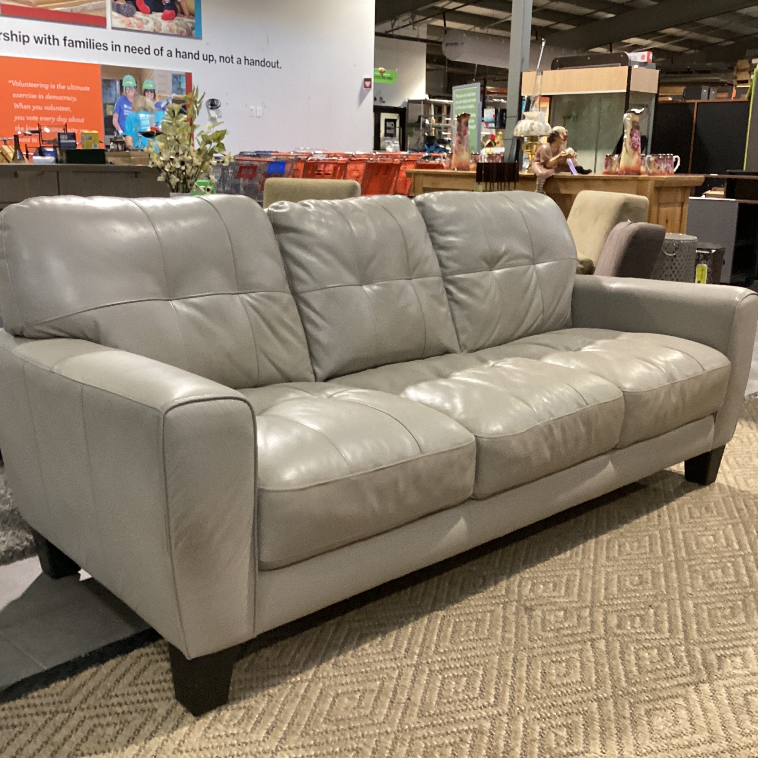 Grey Faux Sofa 84"x 38"x 36"