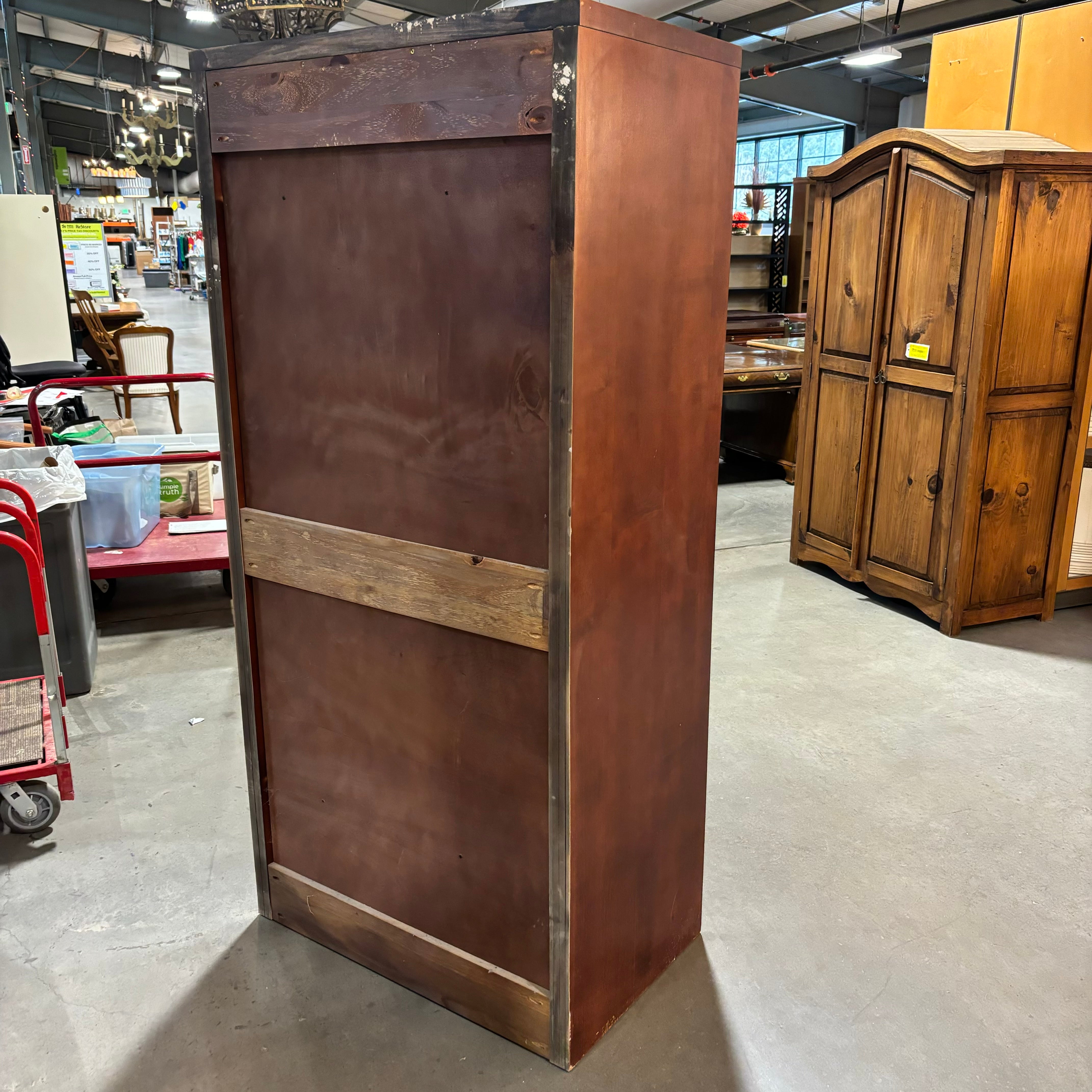 Reddish Brown Finish Solid Wood with Wardrobe Shelves 36"x 22"x 76"