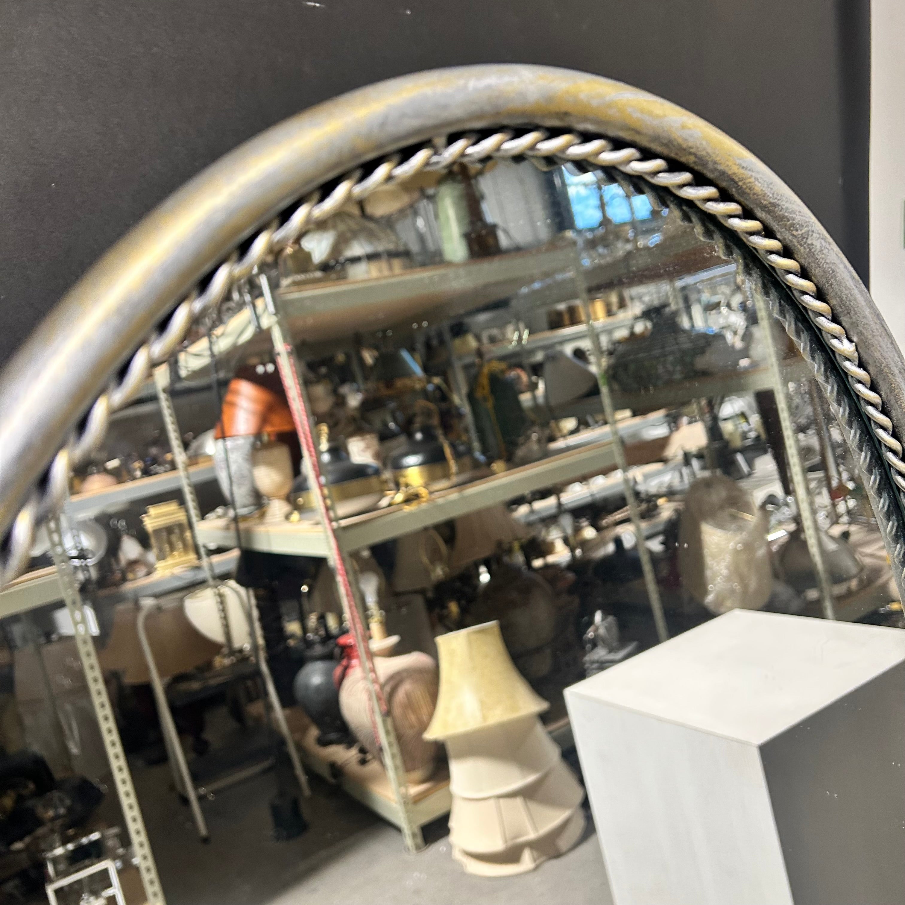 Antique Metal Finish Oval Standing Floor Mirror 25.5"x 59,5"