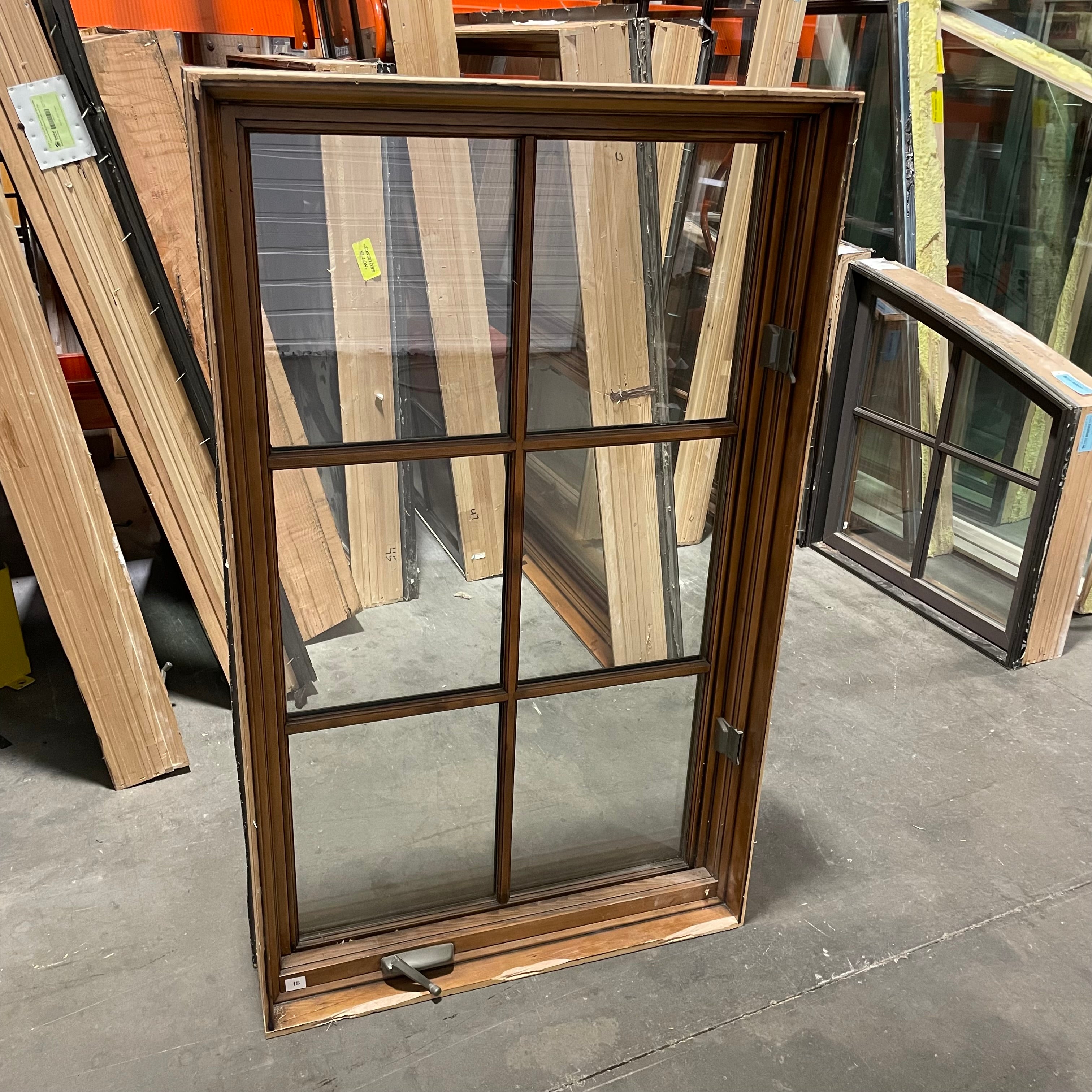 35.5"x 59.25"x 6.5" Brown Metal Clad 6 Panel Single Casement Exterior Window