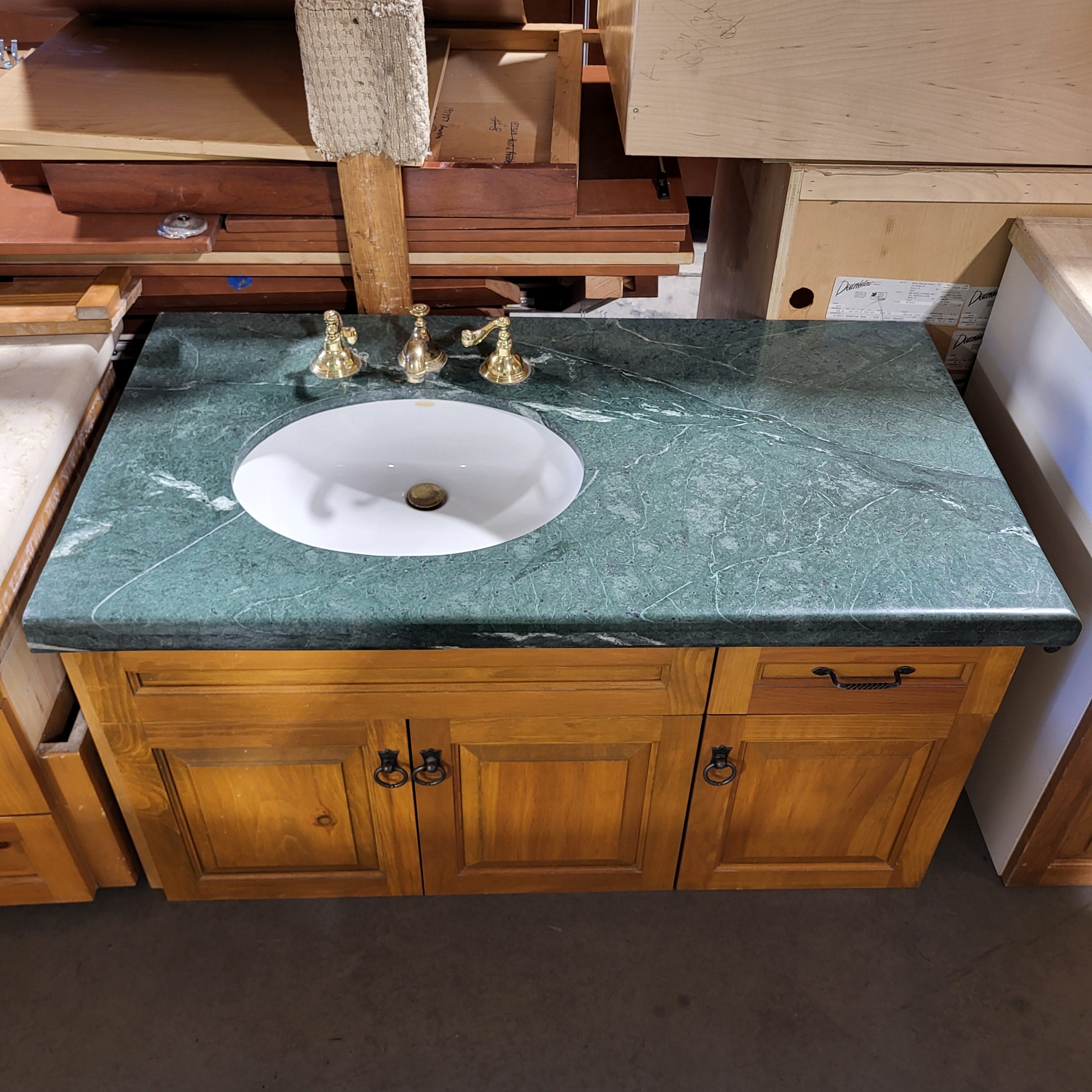 Green Granite Top 1 Drawer 3 Door with Kohler Sink Vanity 47"x 26"x 25"