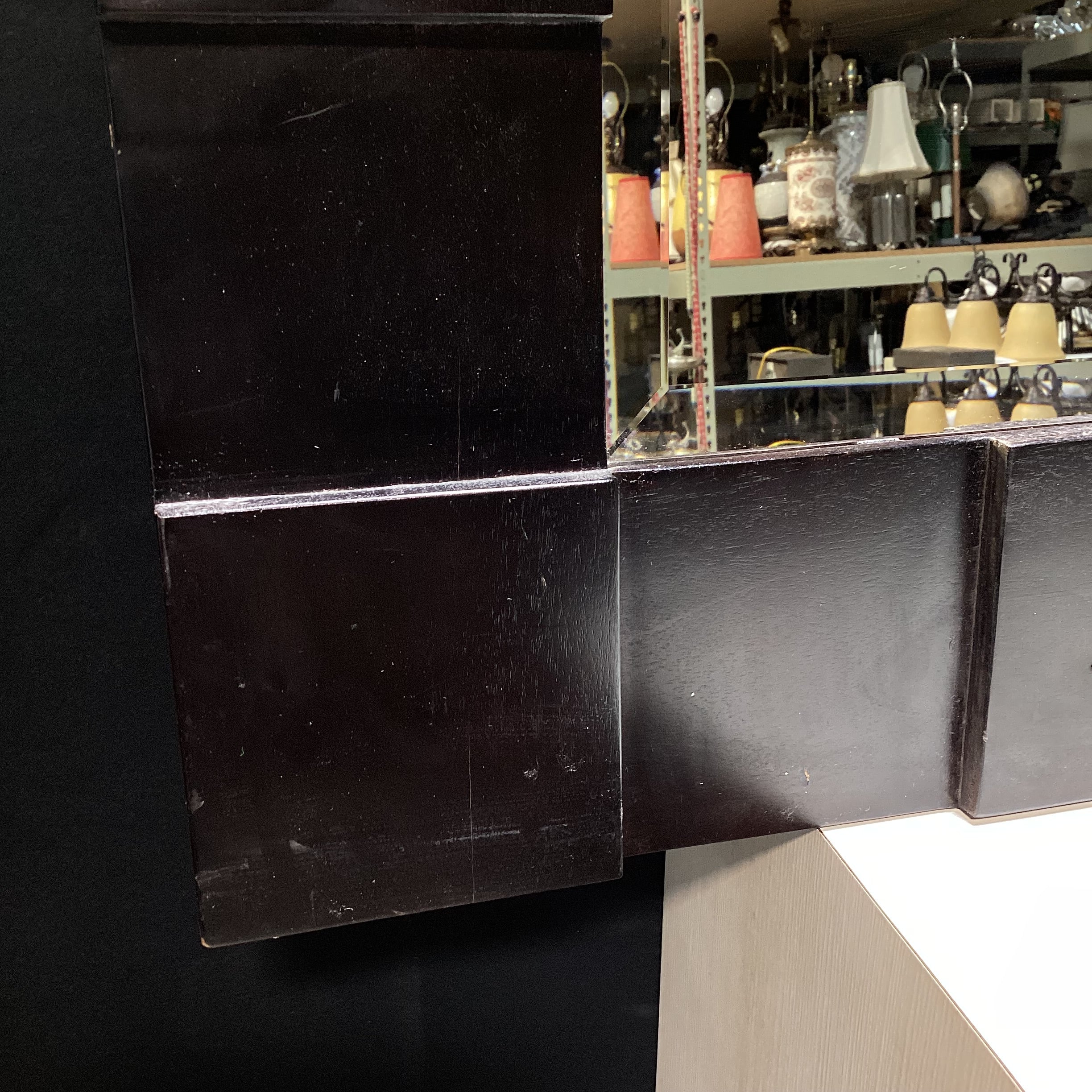 Modern Beveled Edge Geometric Dark Wood Mirror 35" x 45"