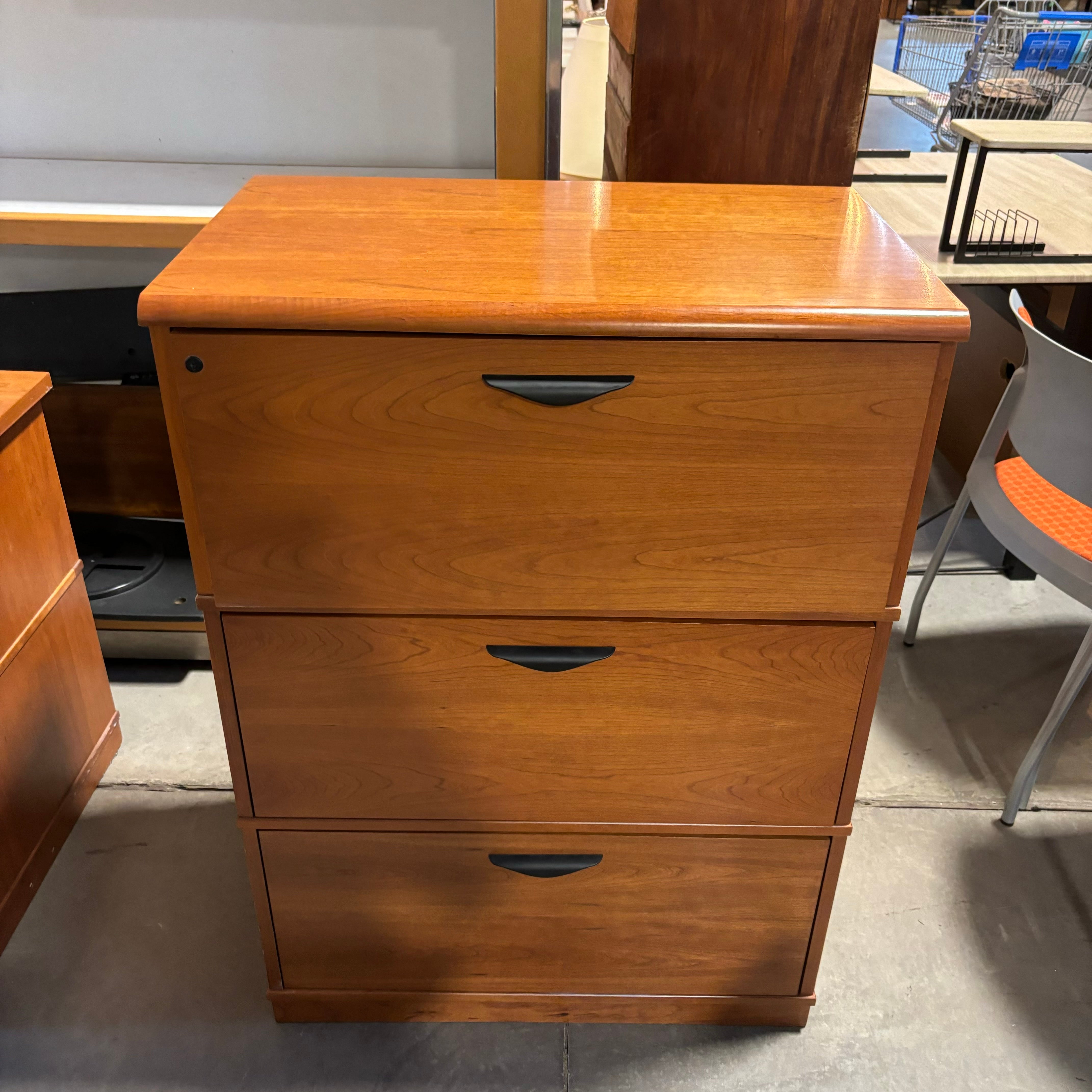 Lizell Quality Furniture Cherry Wood 3 Drawer Filing Cabinet 30.5"x 19"x 42"