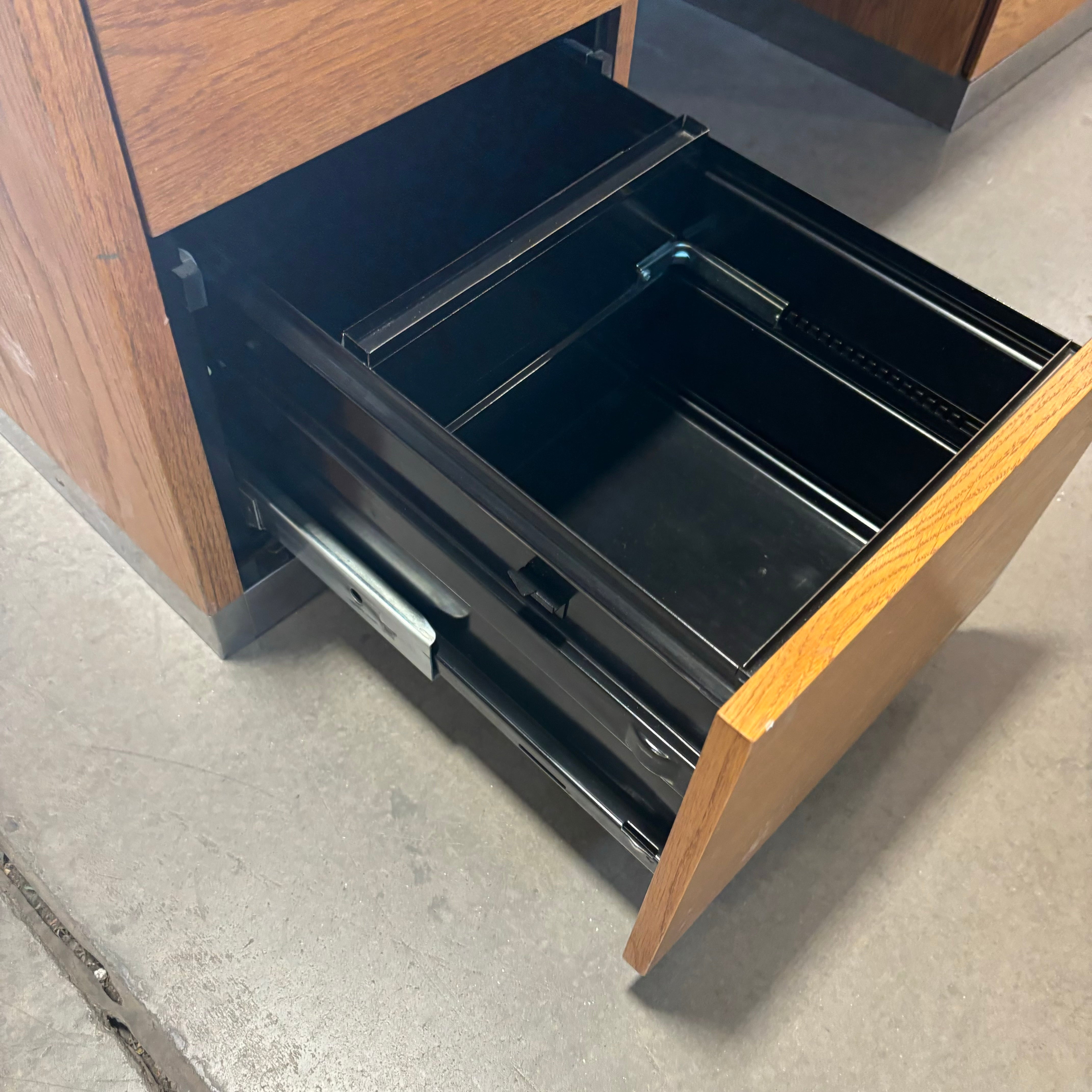 6 Drawer with Pullout Tray Solid Medium Finish Wood with Metal Toekick Desk 60"x 30"x 29"
