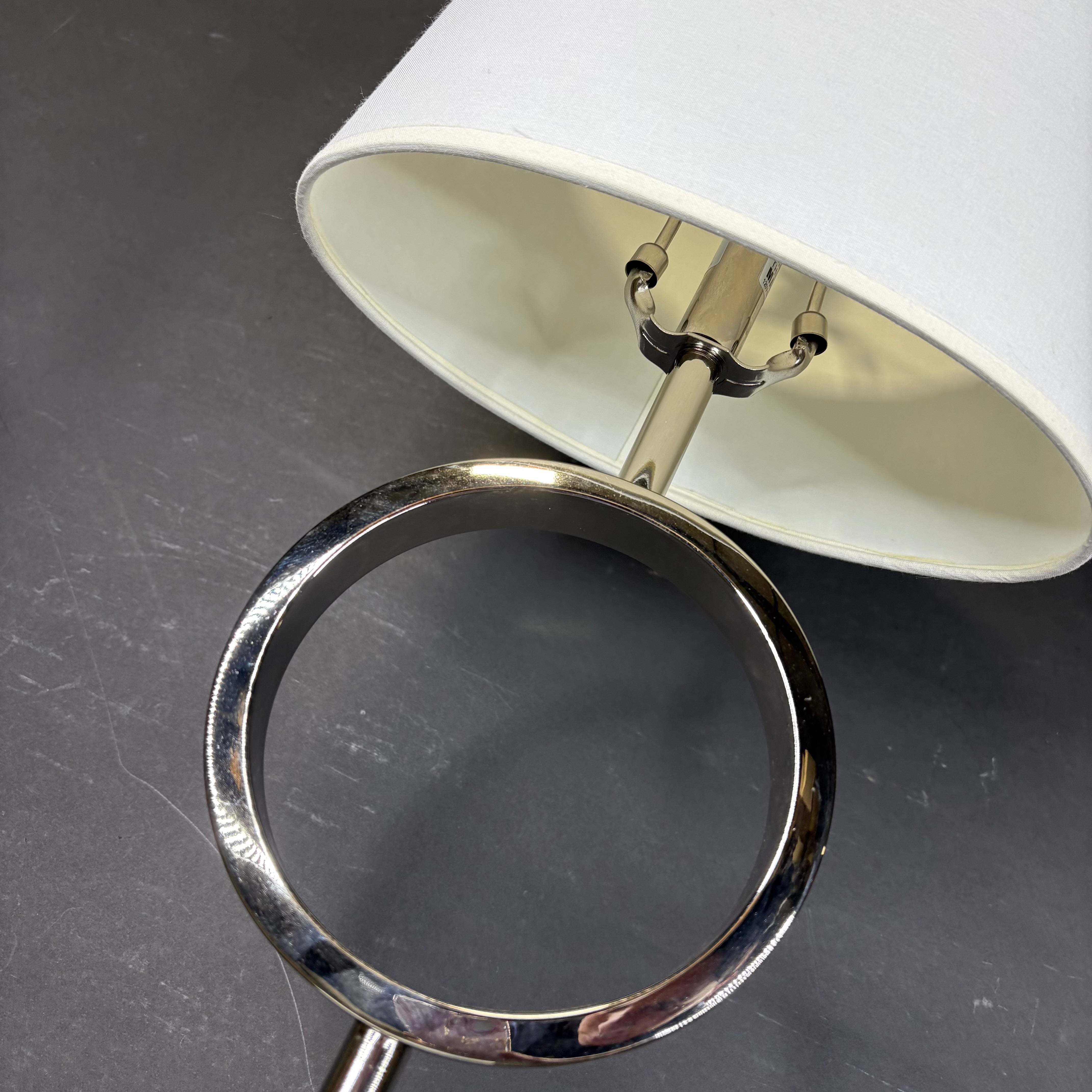 Robert Abbey Logan Buffet Polished Nickel and White Marble with Shade Table Lamp 11”x 6”x 29.5”