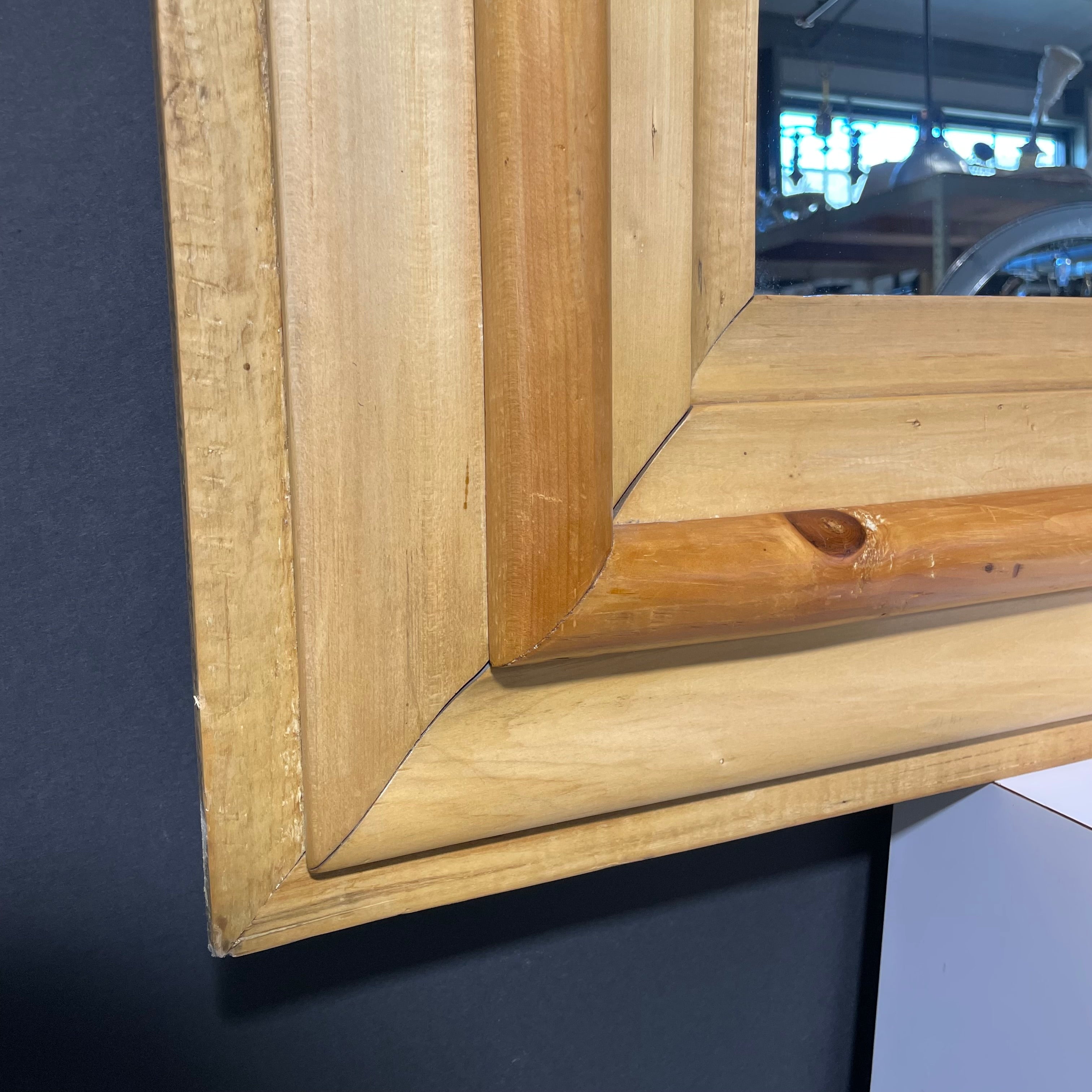 Multilayered Framed Natural Wood Wall Mirror 33 1/2" x 37 1/2"