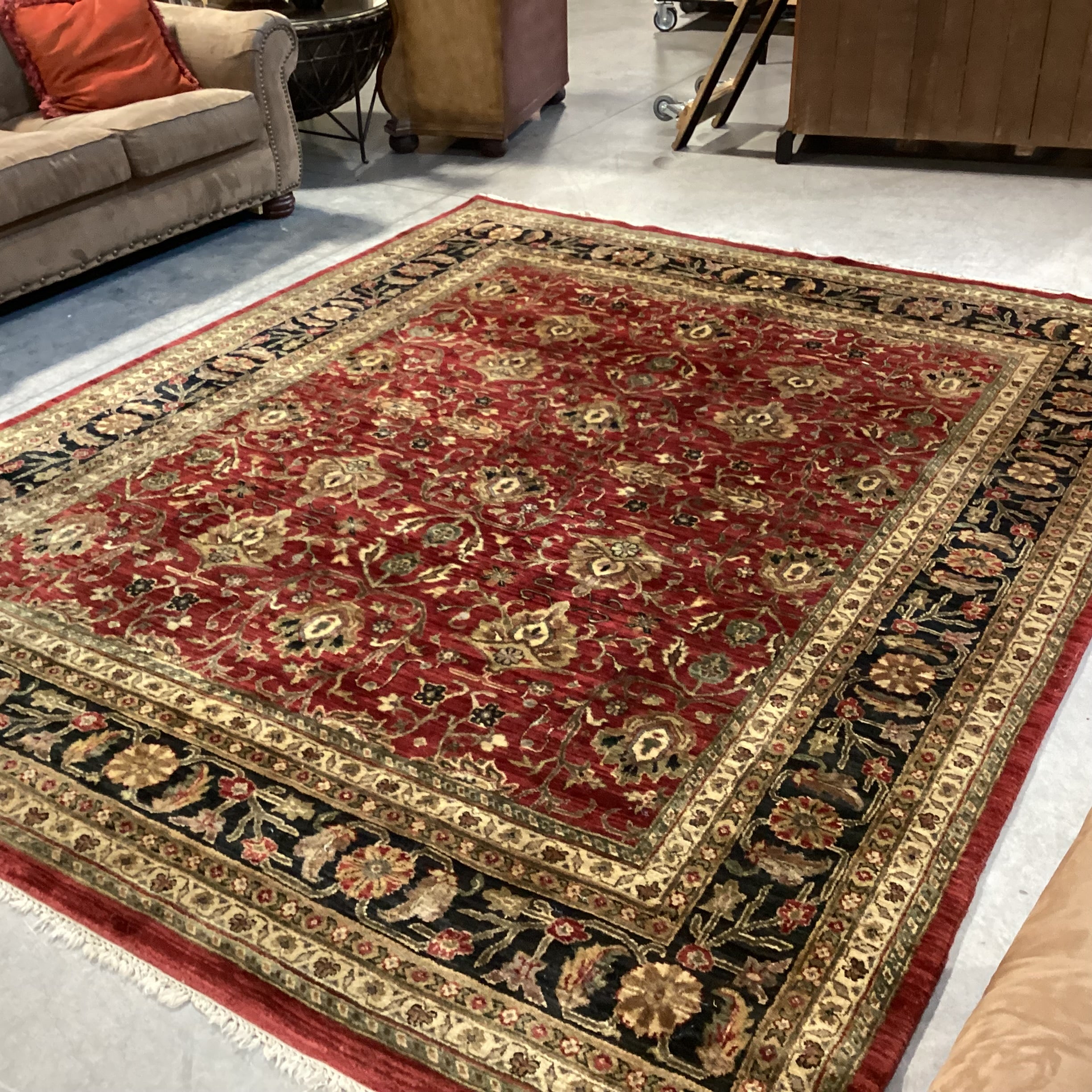 Red Gold Black Hand Woven Wool Rug 8'1"x 10'1"