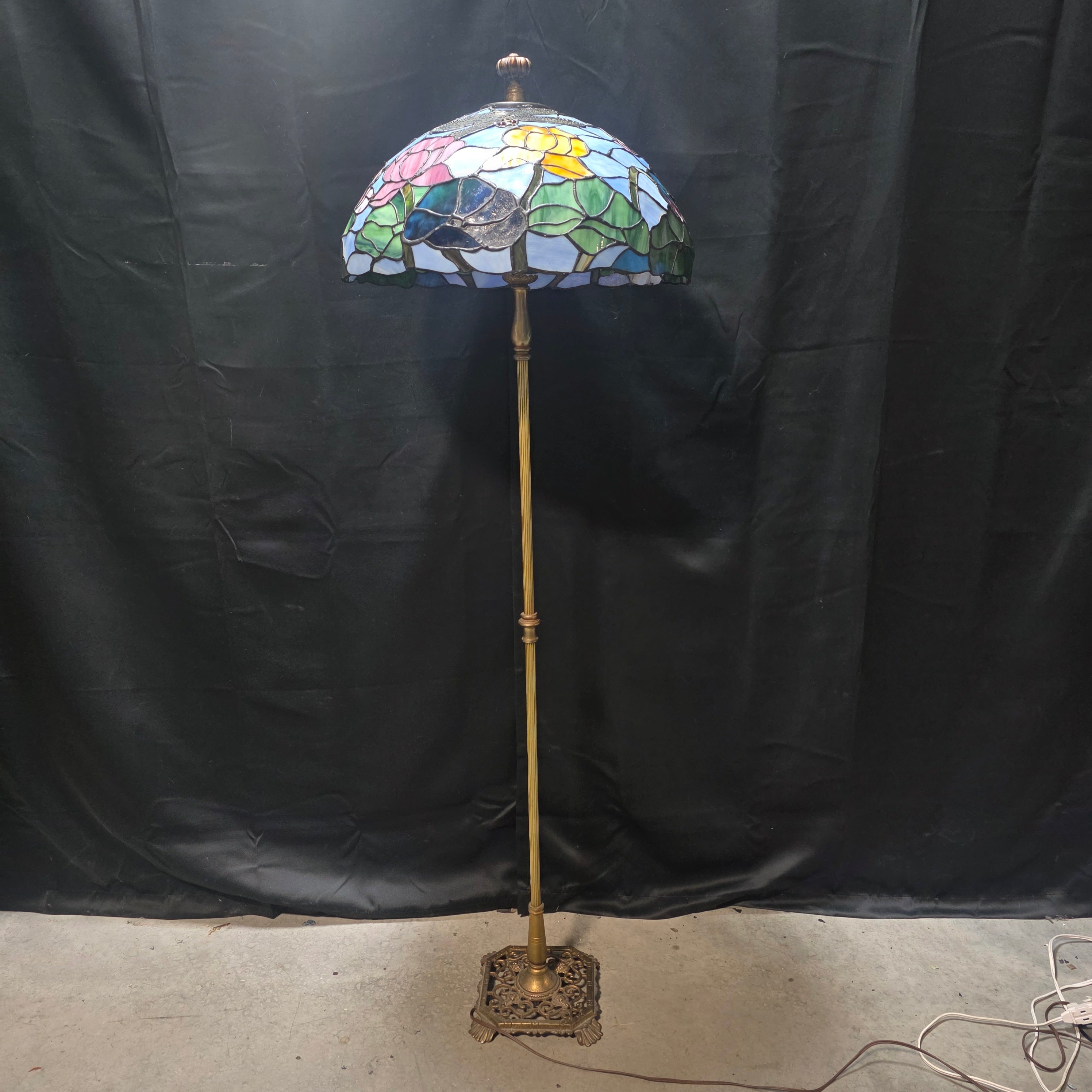 Tiffany Style Dragon Fly and Flowers Colorful Floor Lamp 20"Dx63"