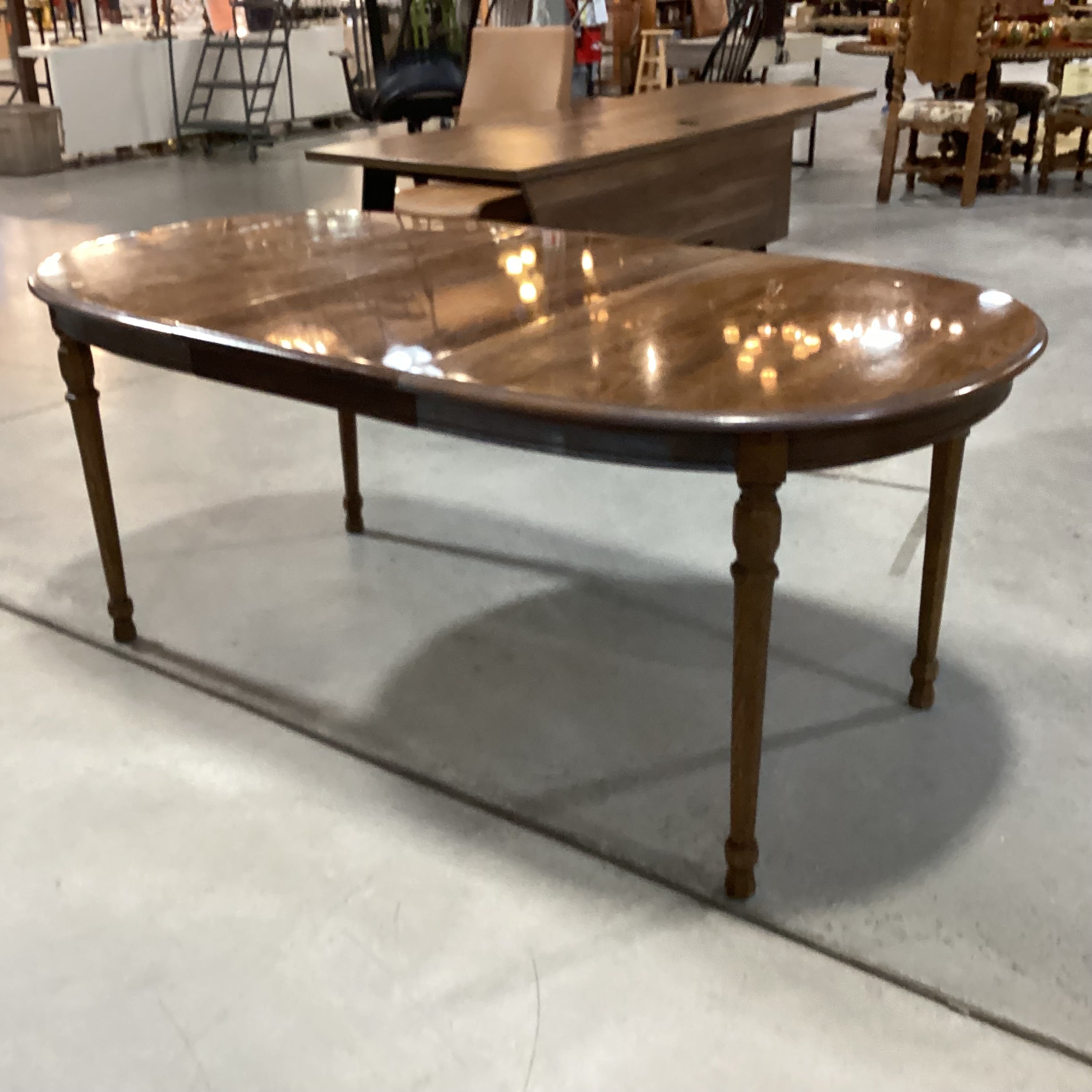 Vintage Carved Wood & Veneer 1 Leaf Oval Dining Table 70"x 38"x 29.5"