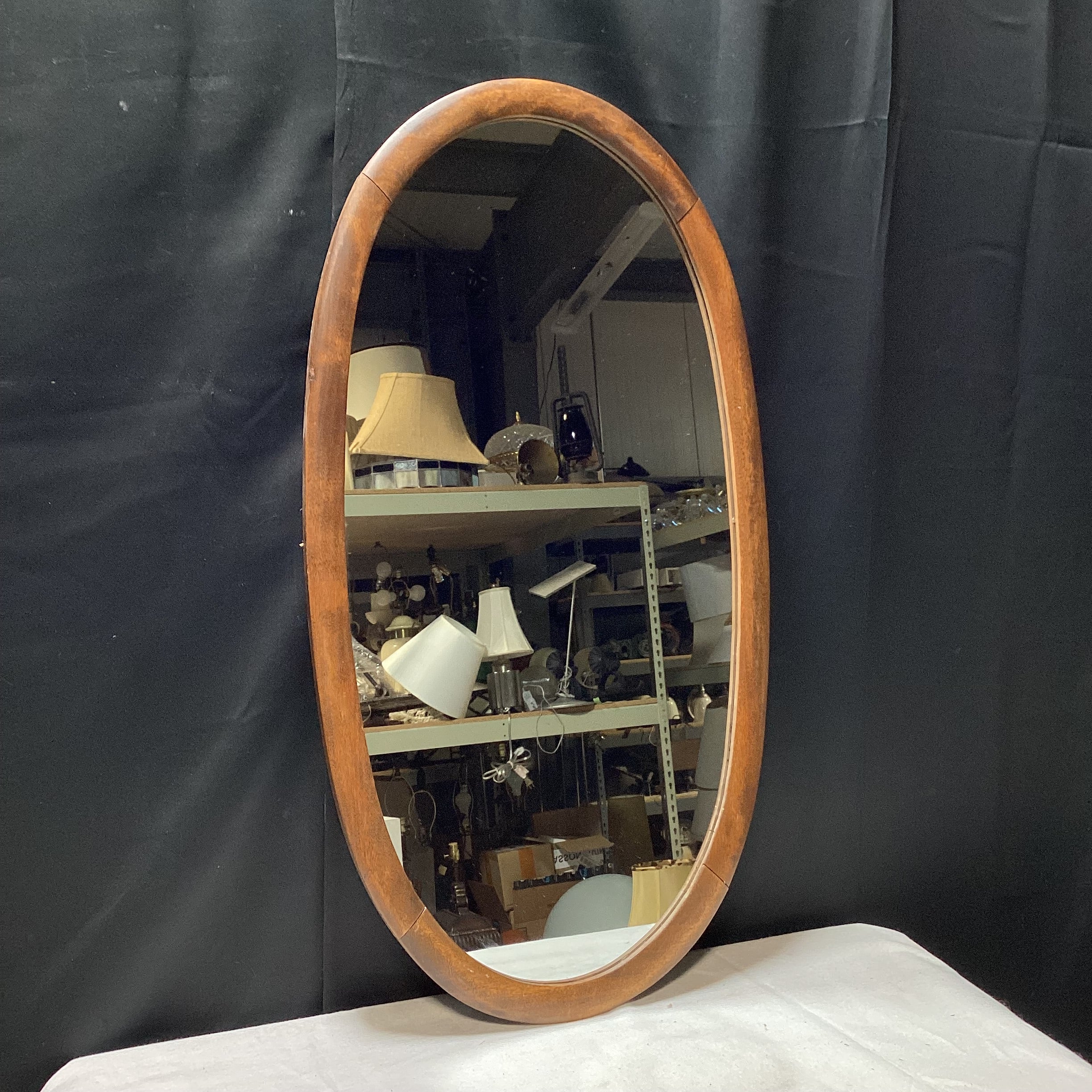 Vintage Wooden Oval Wall Mirror 20.5" x 38.5"