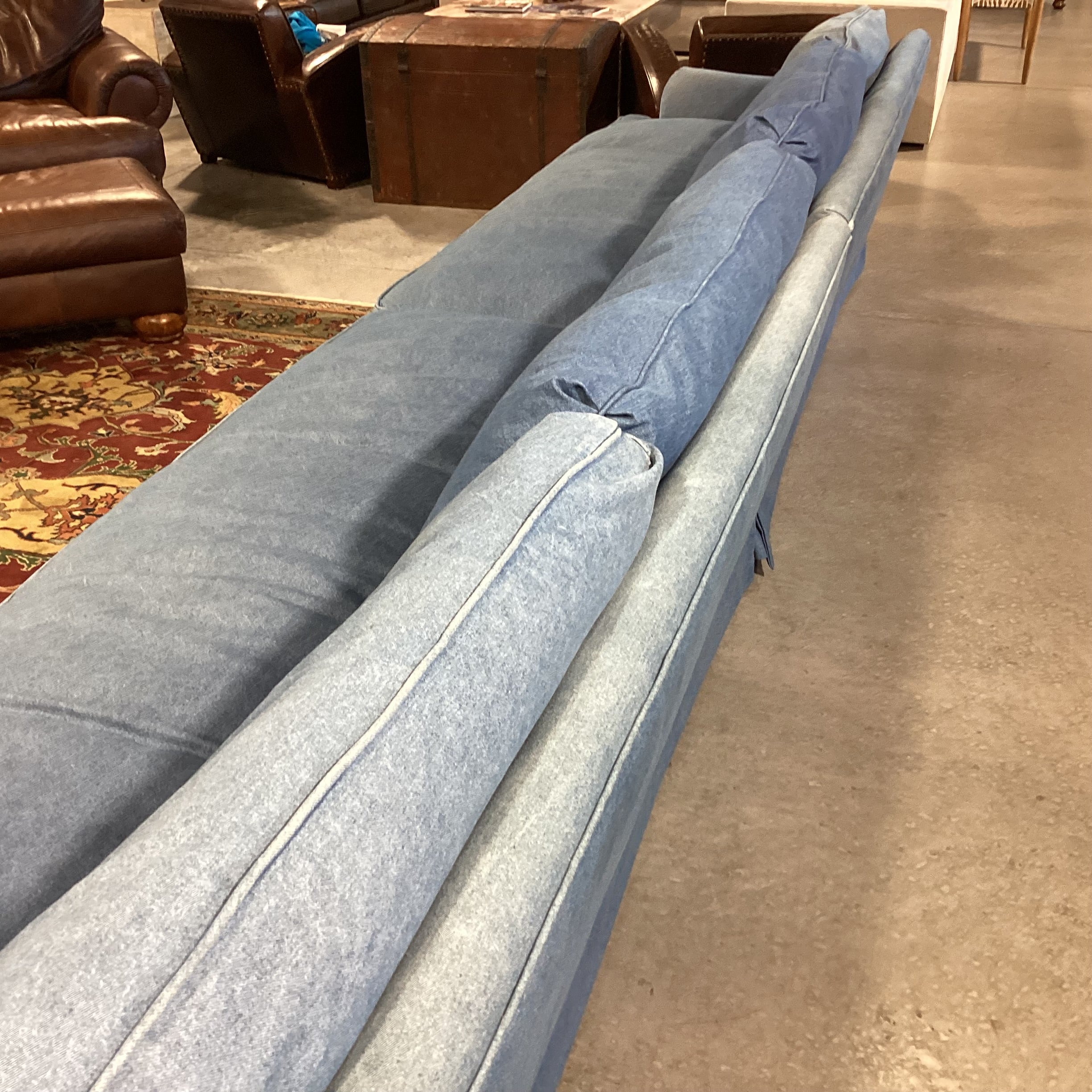 Custom Denim Down Mix 2 Piece Sectional 163"x 36"x 30"