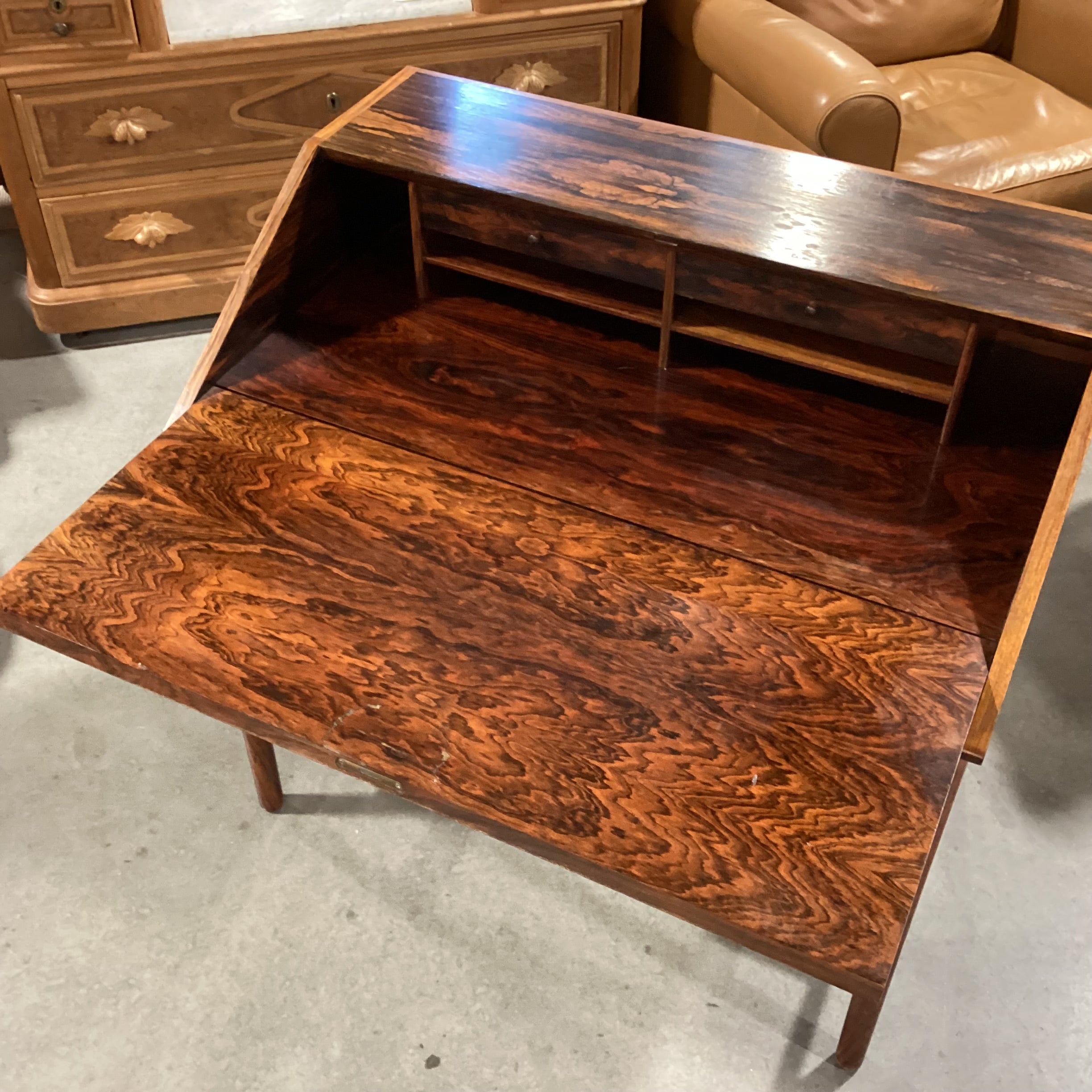 Mellemstrands Made in Norway Vintage 1960's Rosewood Slant Front Desk