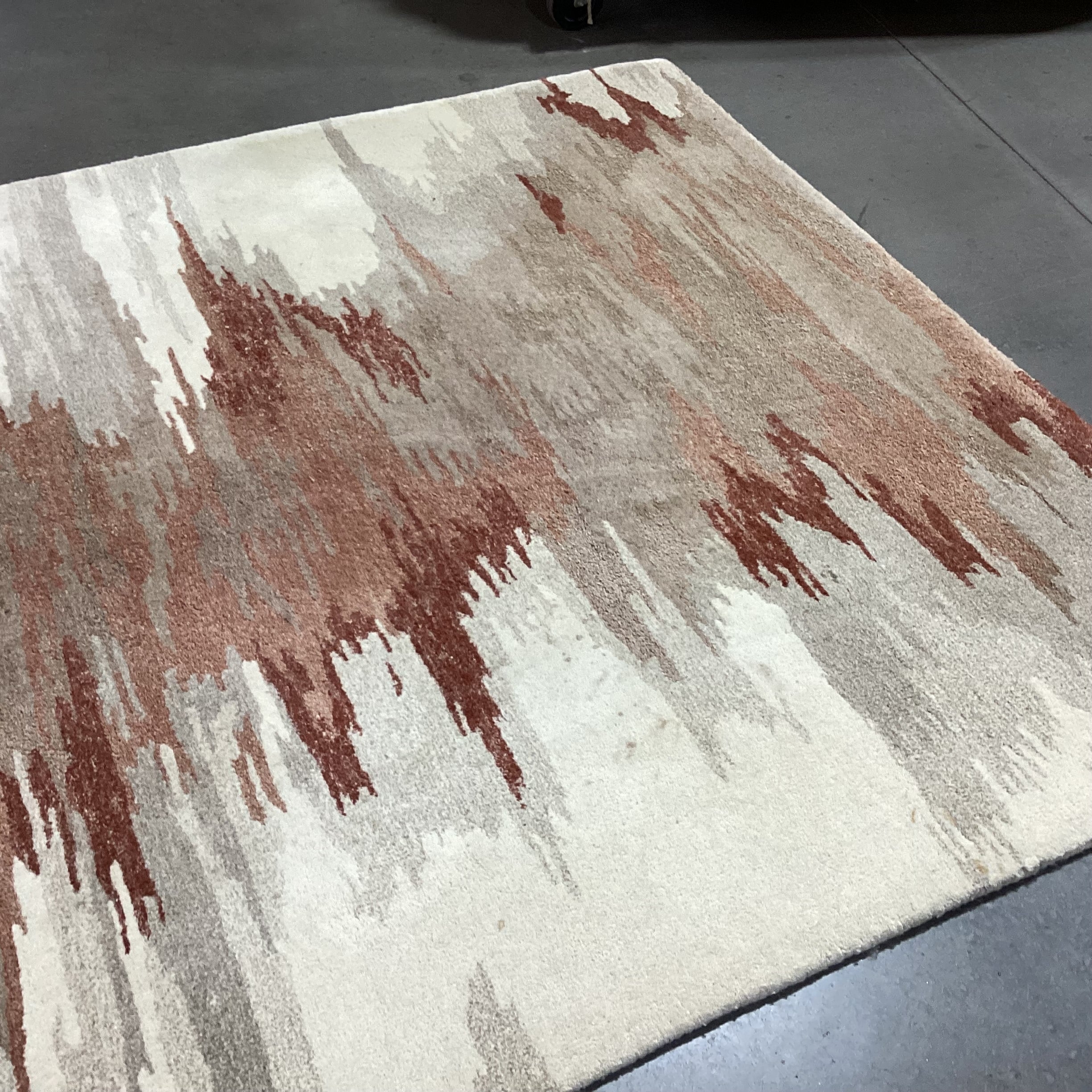 Crate & Barrel Birch & Terracotta Southwest Wool & Rayon Rug 6'x 9'