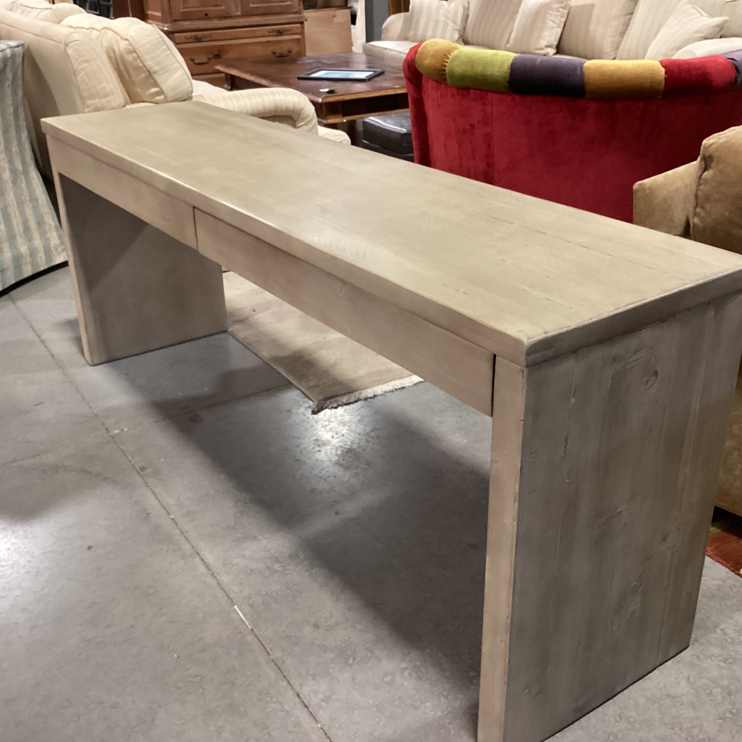 Pottery Barn Pismo Kiln Dried Solid Wood with Seadrift Finish 2 Drawer Console 80"x 20"x 31"