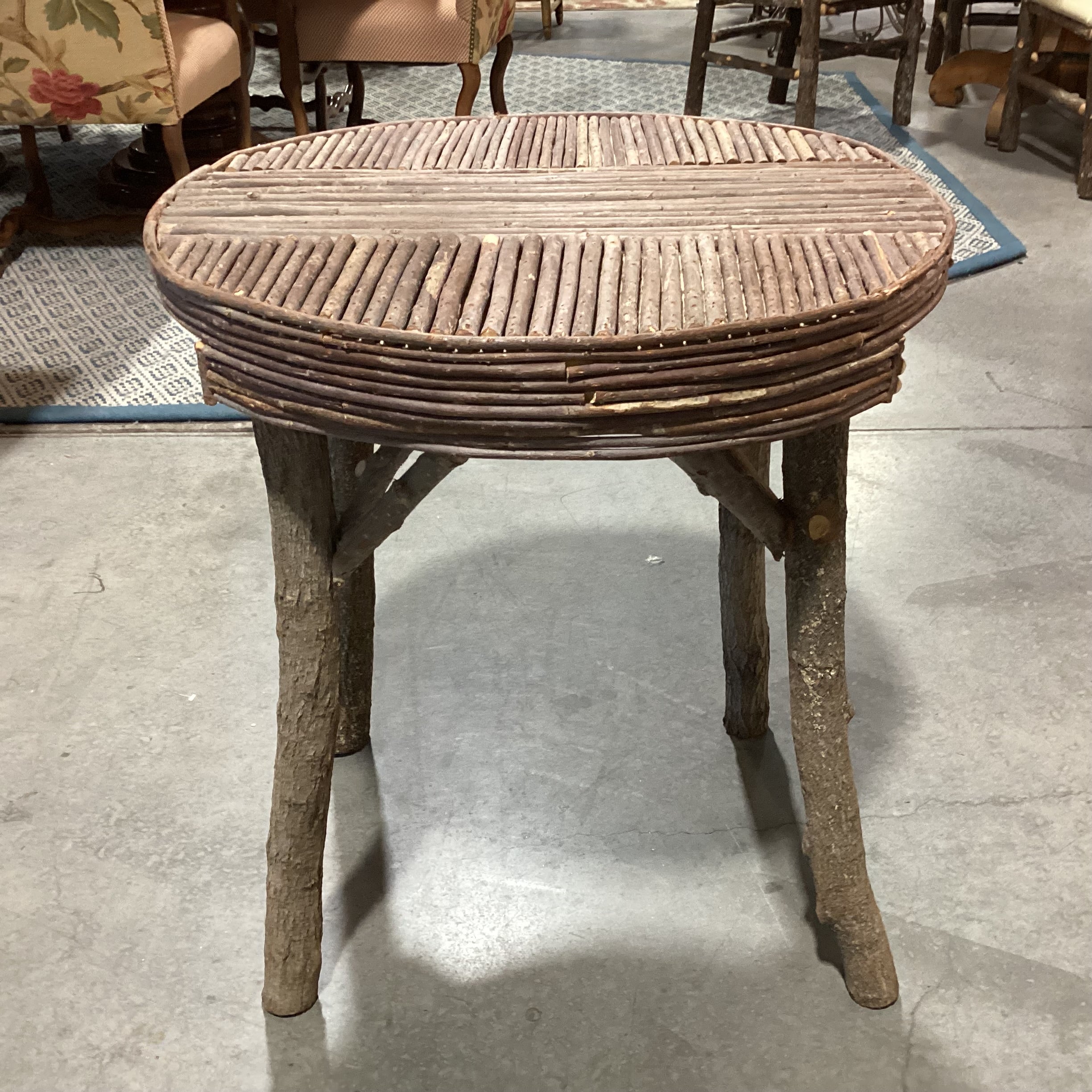 Round Log & Branch Rustic Accent Table  24.5" Diameter x 26.5"
