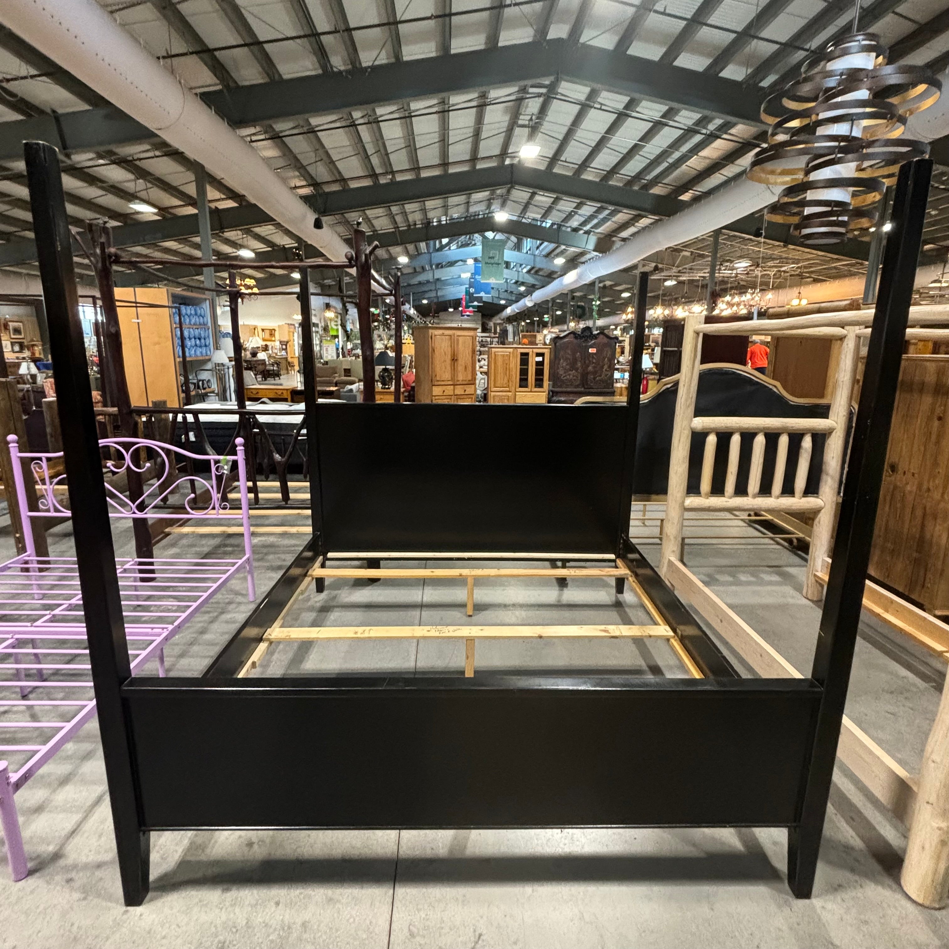 KING Black Finished Wood 4 Poster Bed 82"x 86"x 82"