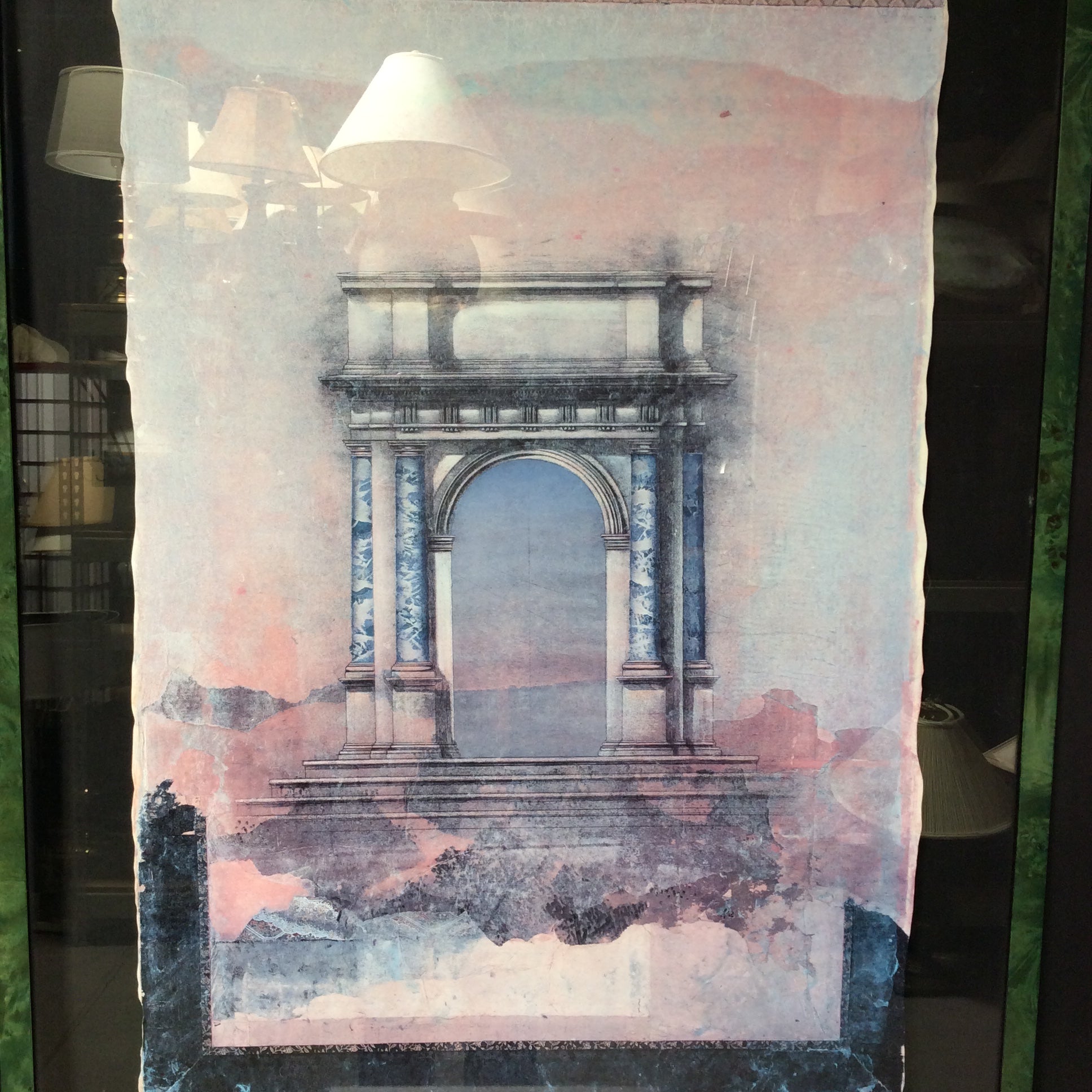 Donald FarnsWorth "Triumphal Arch 1" Print In Green Wood Floating Frame 30" x 39 1/2"