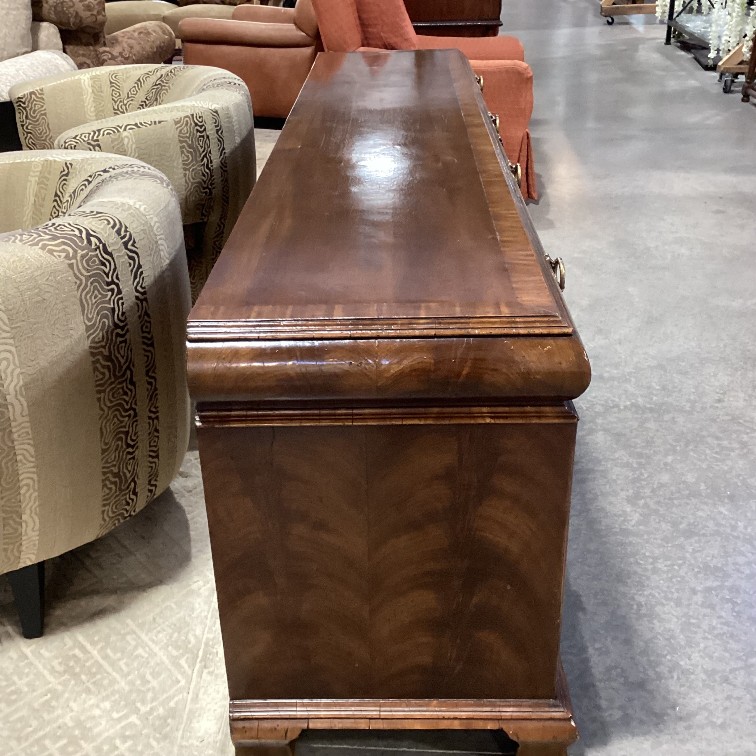 Alfonso Marina Ebanista Delaware Antiqued Primavera Wood & Brass 7 Drawer 2 Door Credenza 91.5"x 21"x 30.5"