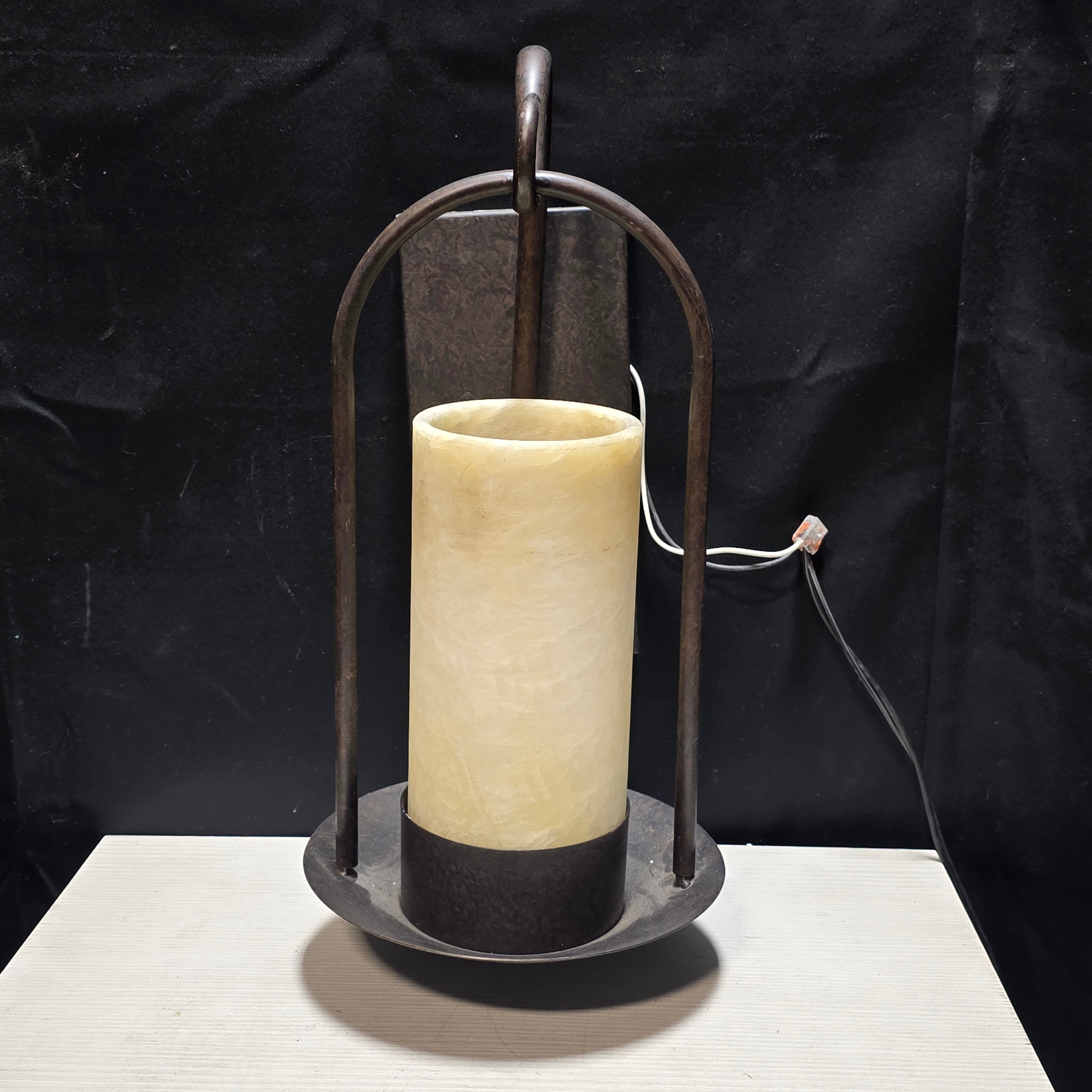 Indoor/Outdoor Alabaster Iron Work Sconce 9"x11"xx18.5"