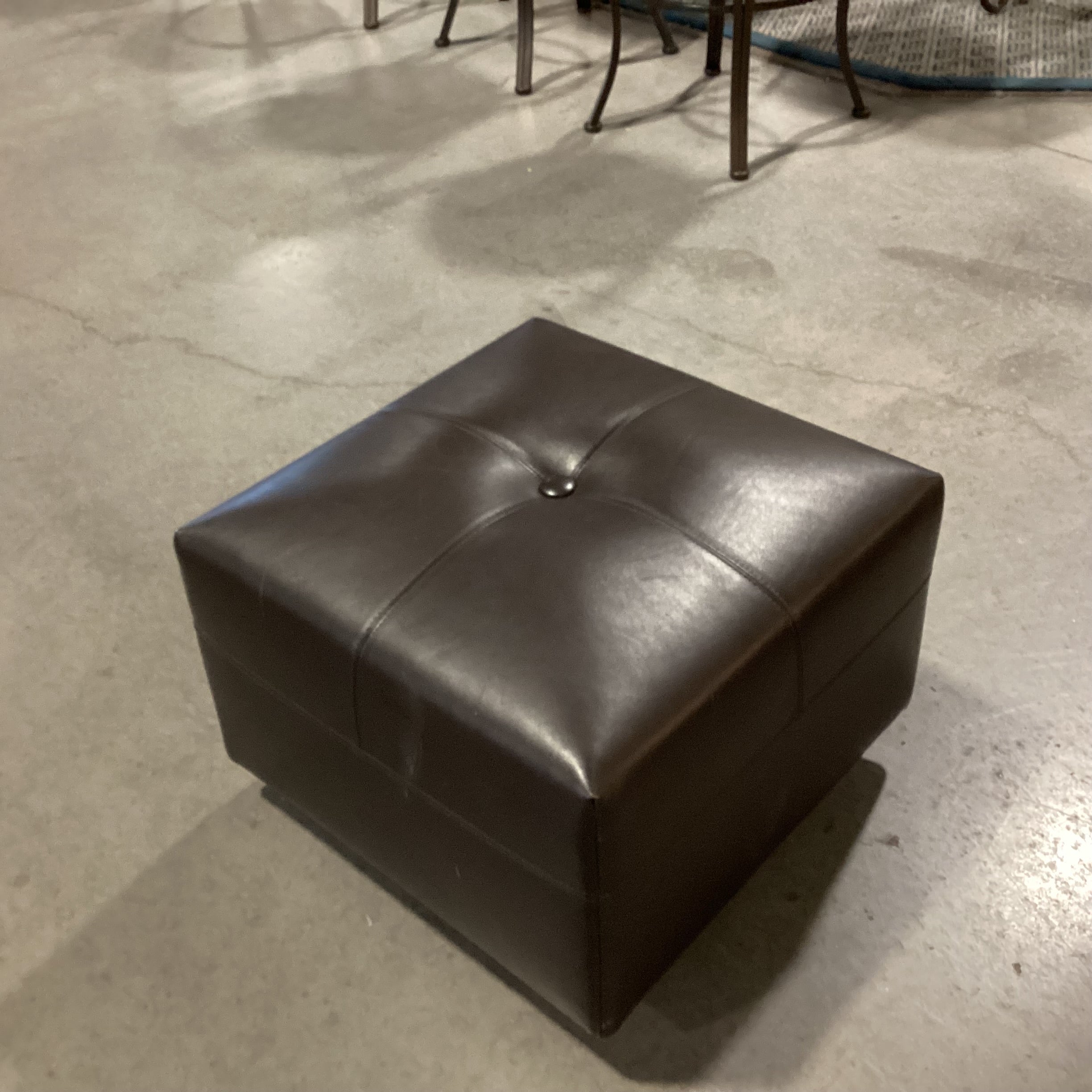 Minotti Leather on Casters Ottoman 21"x 21"x 15"