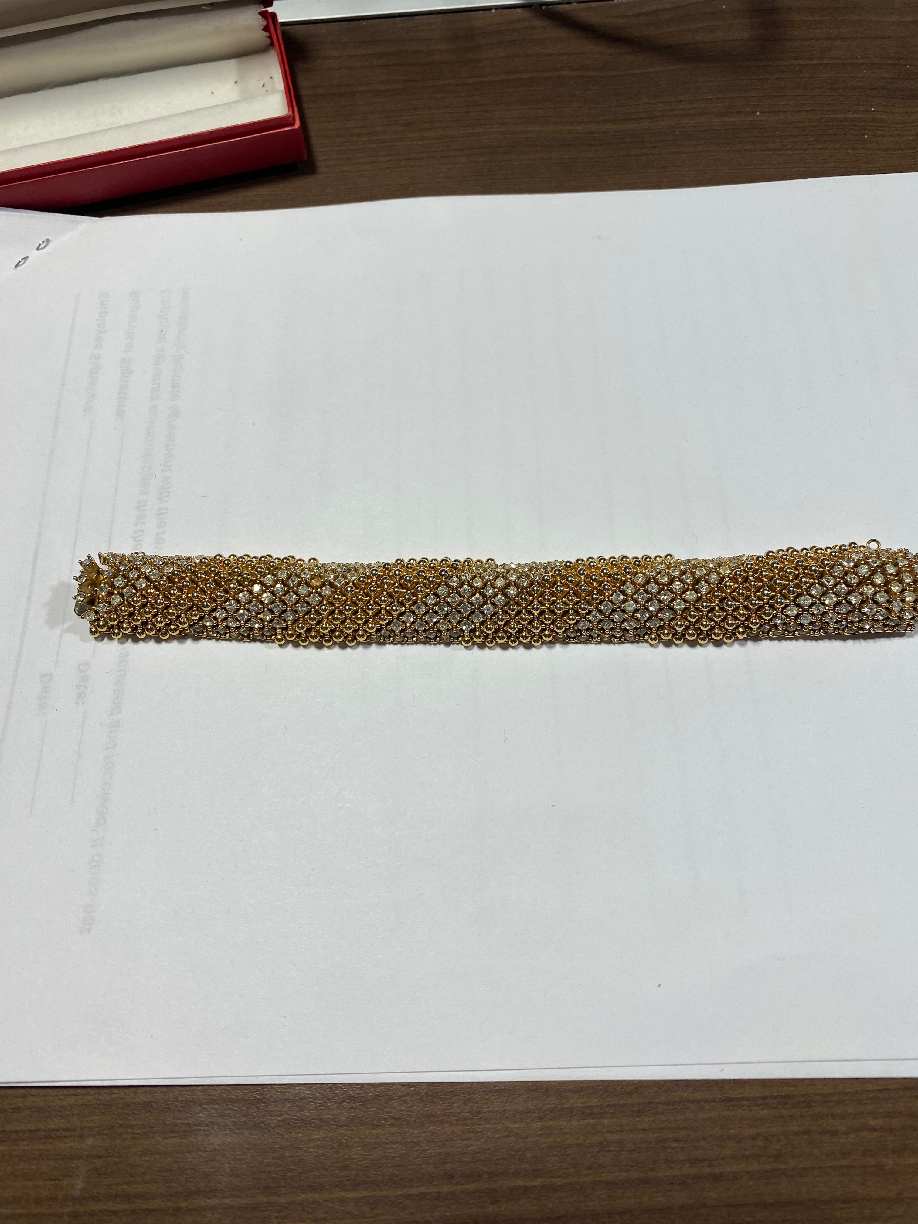 Ciner Vintage 1960's Gold Plated Crystal Bracelet 7.25"x 1"