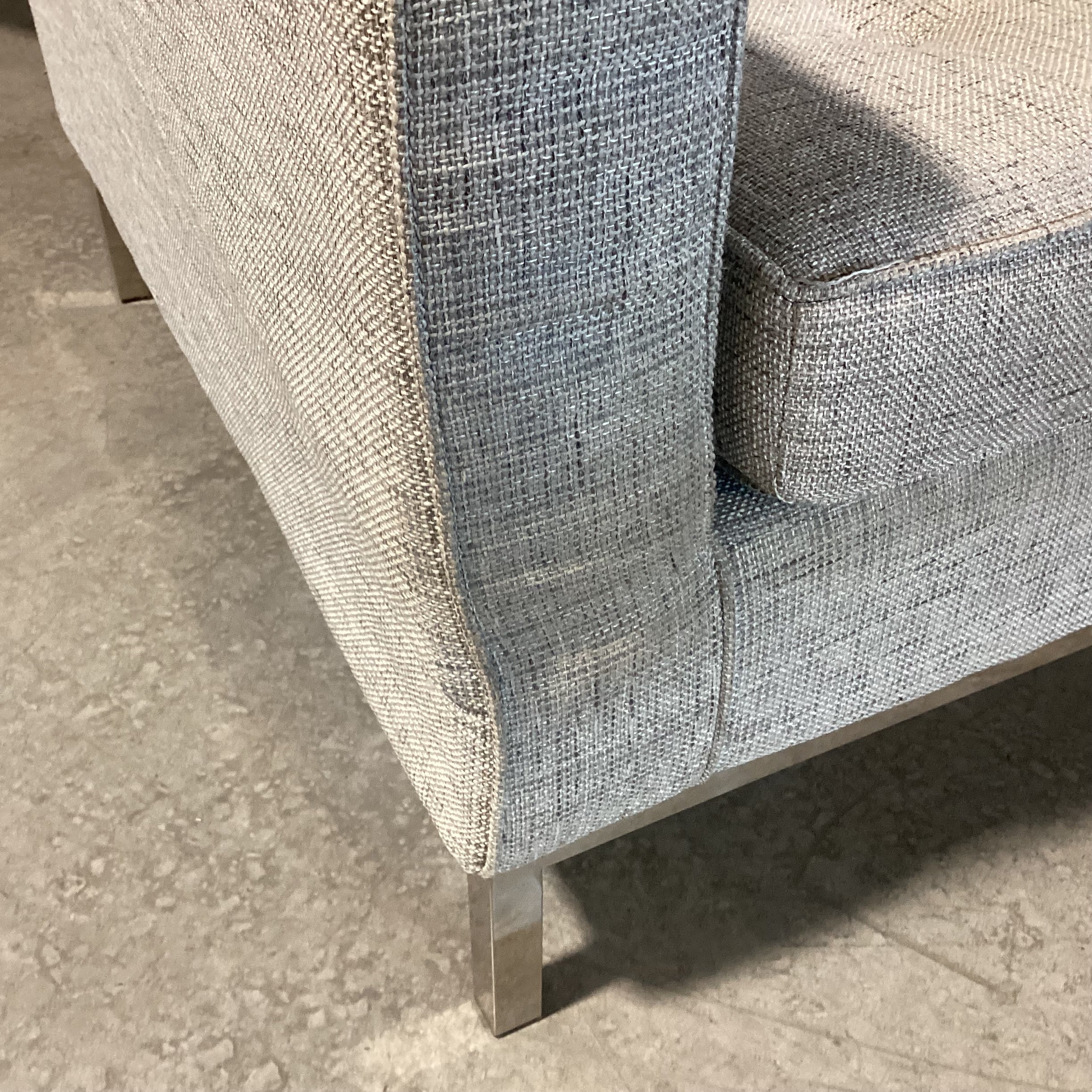 Modern Heathered Grey Woven Button Tufted & Chrome Chair 31"x 19"x 28.5"