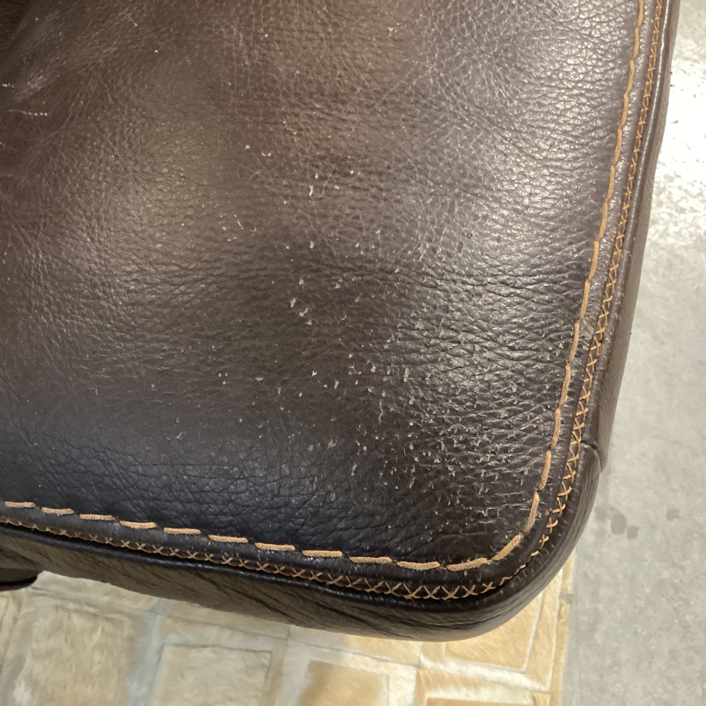 Textured Leather with Stitching Detail Sofa 91"x 41"x 26"