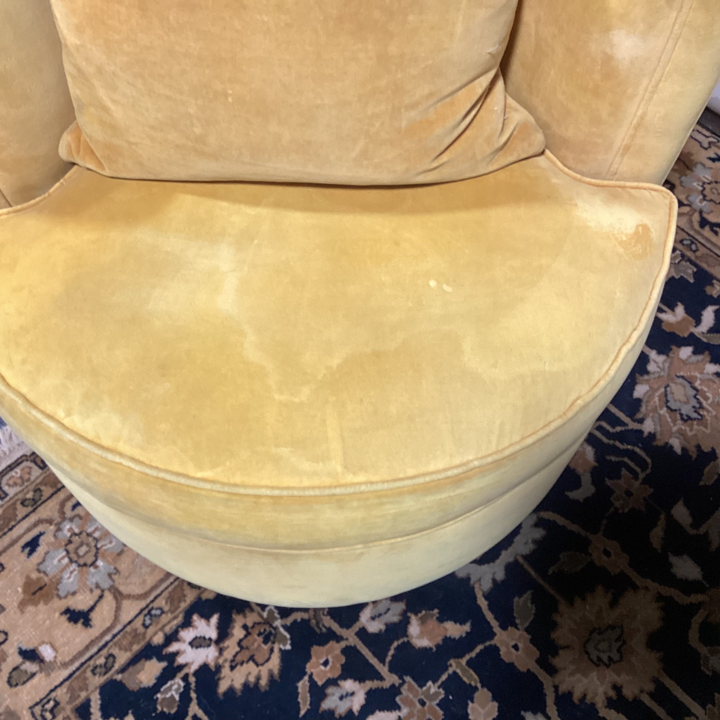 Room & Board Gold Velvet with Accent Pillow Swivel Barrel Chair 32"x 30"x 30"