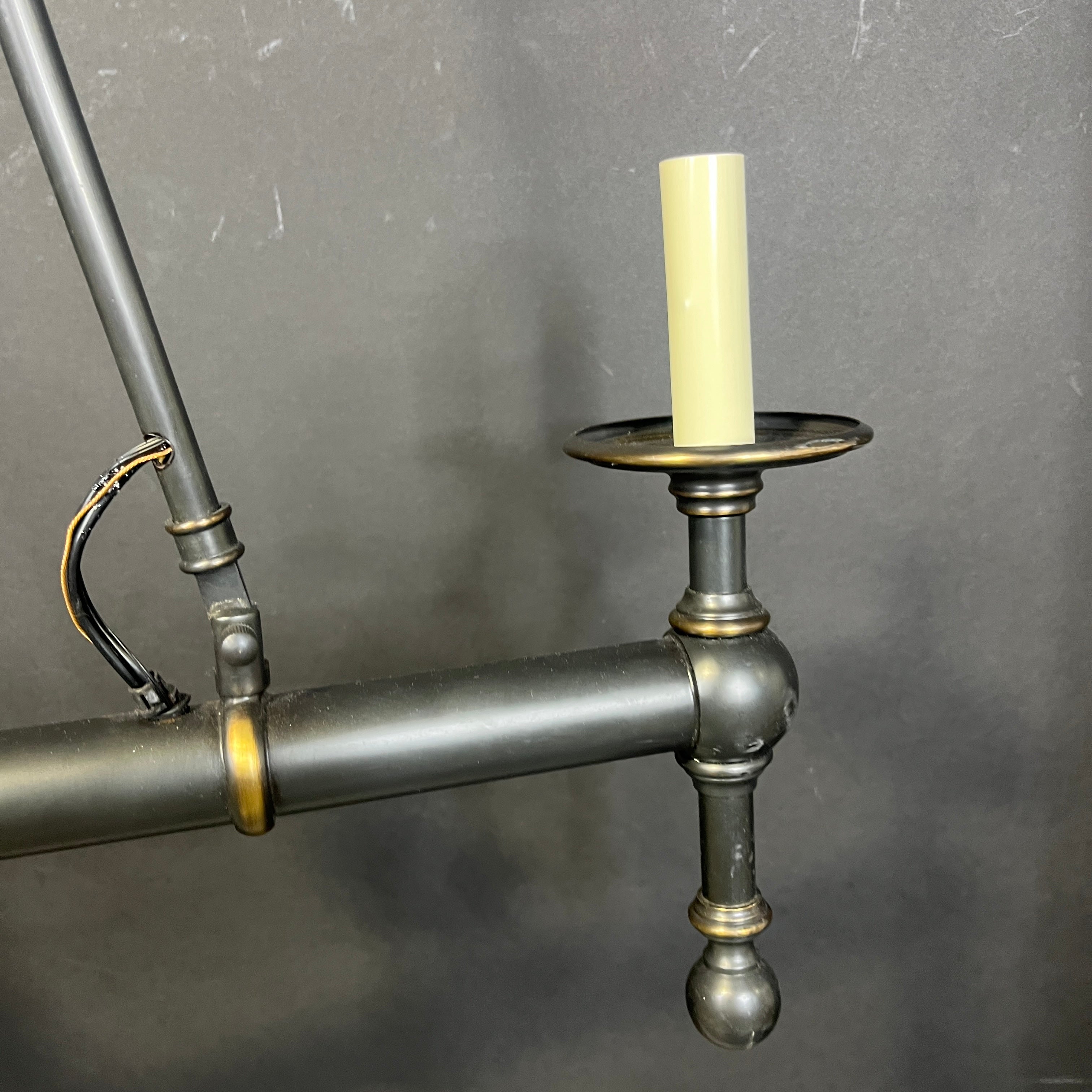 Gothic Style 5-Light Blackened Brass Finish Metal Linear Candelabra Chandelier 45”x 3.5”x 42”