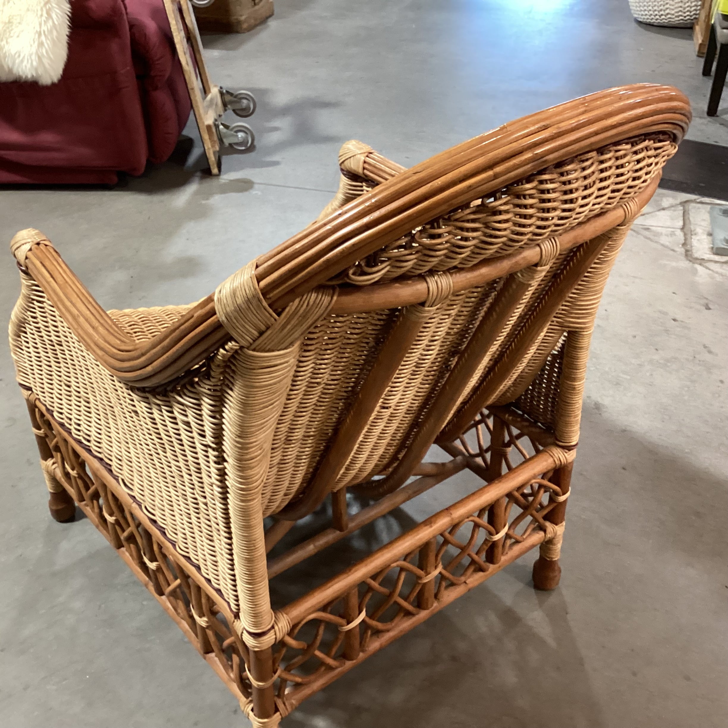 Palecek Wicker with Sheepskin Chair 26"x 36"x 39"