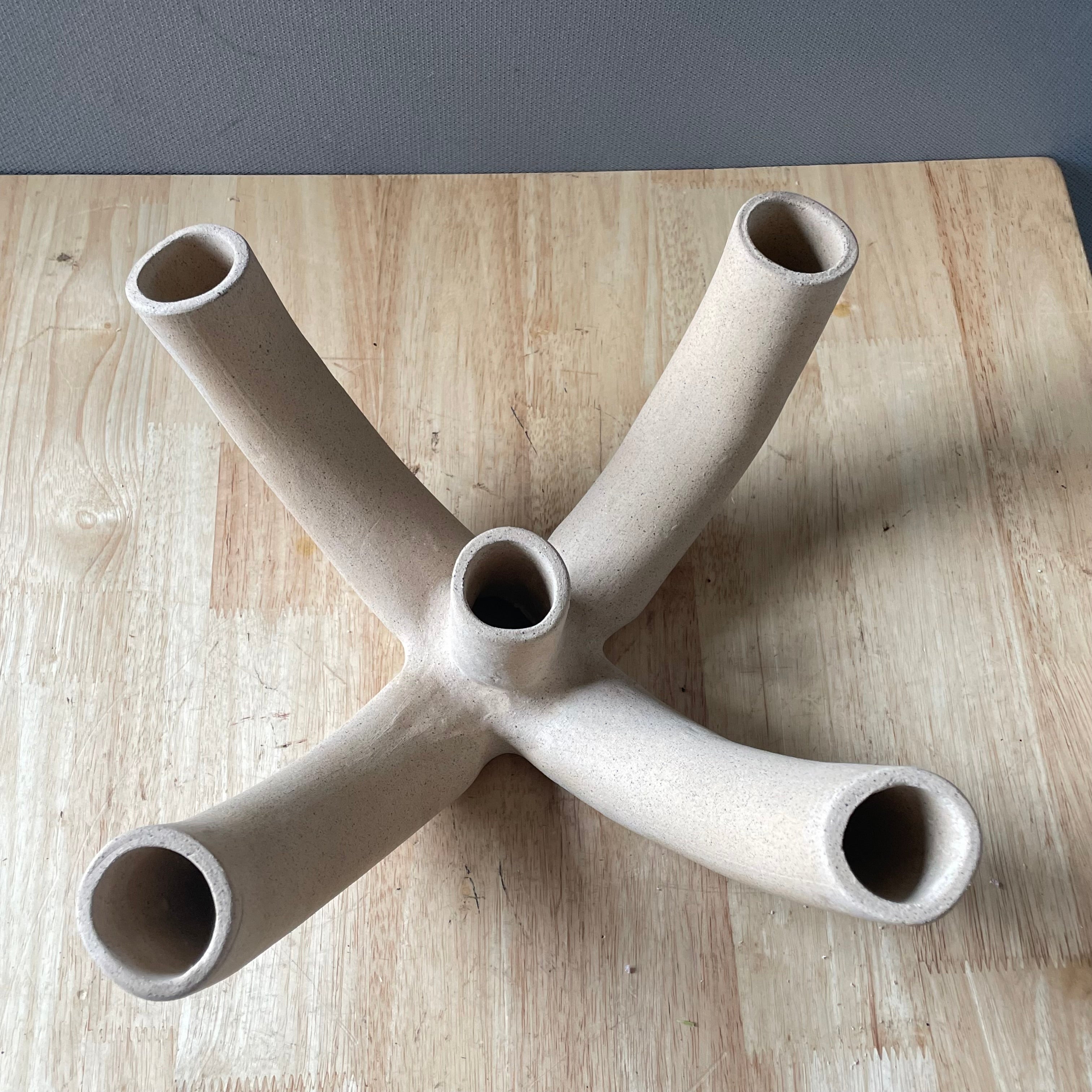 Vintage Modern SIN Ceramic Venule 5-Way Vase/Candle Holder, 13.25"x  6"
