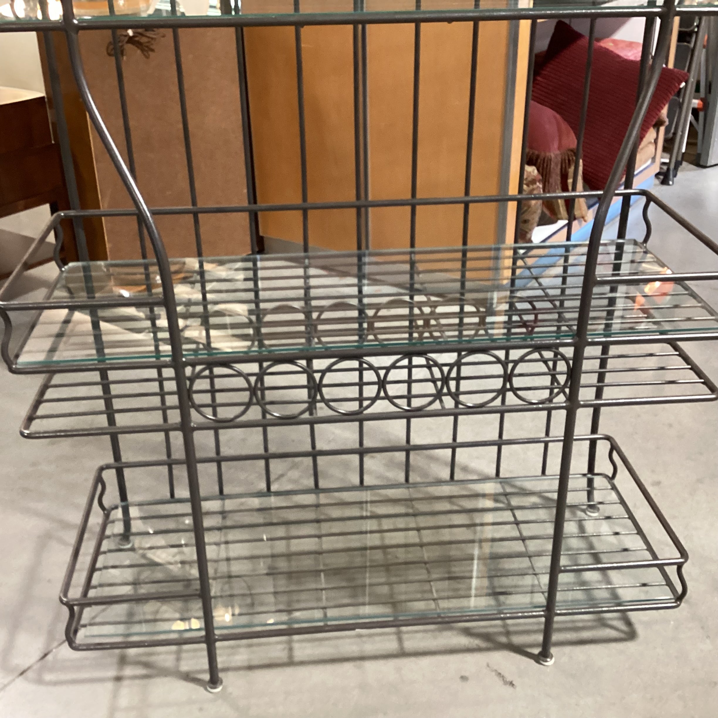 Iron with Dome Top & Glass Bakers & Wine Rack Shelves 44"x 18"x 83"