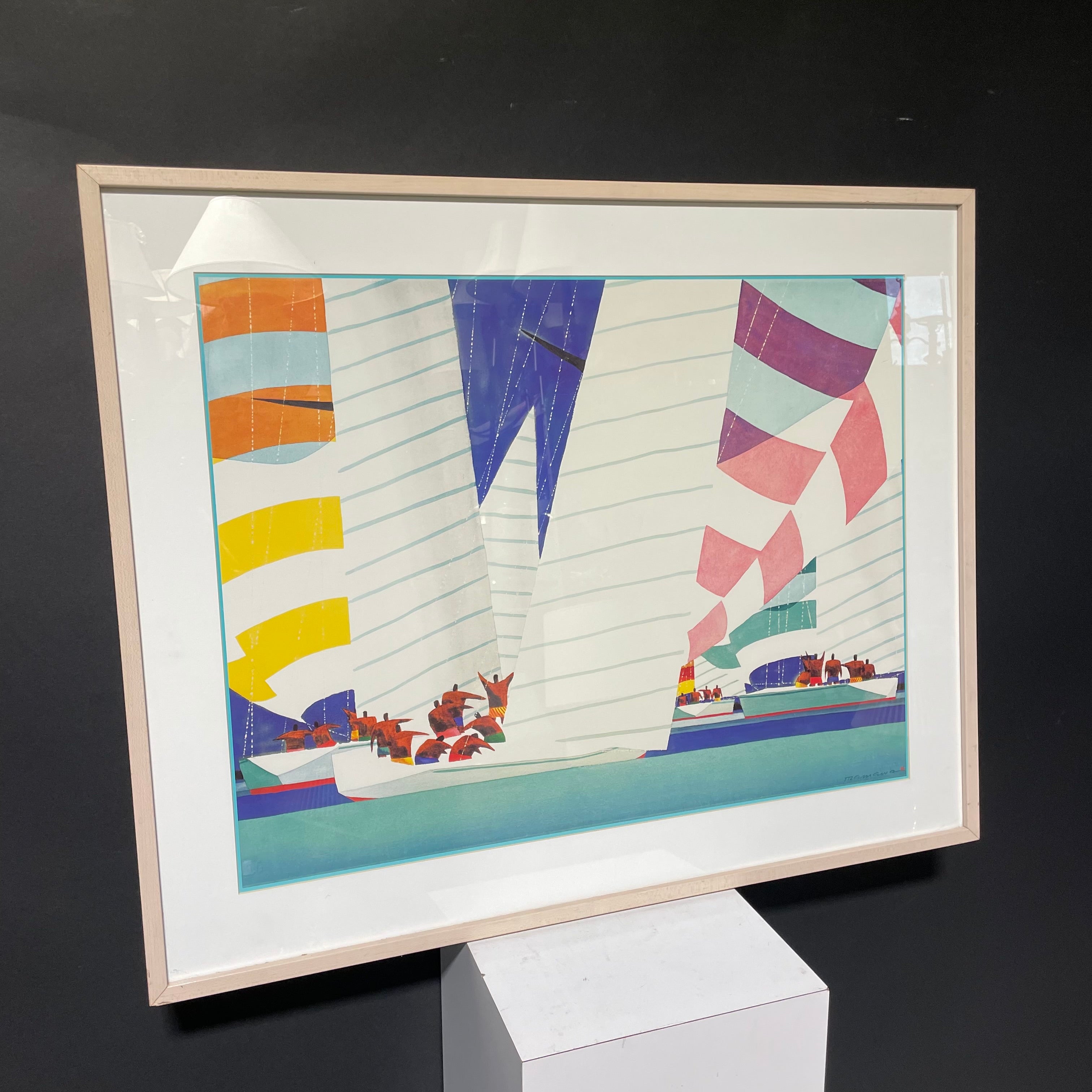 Ian Tremewen "Spinnaker Sky" Print In Light Wood Frame 37" x 30"