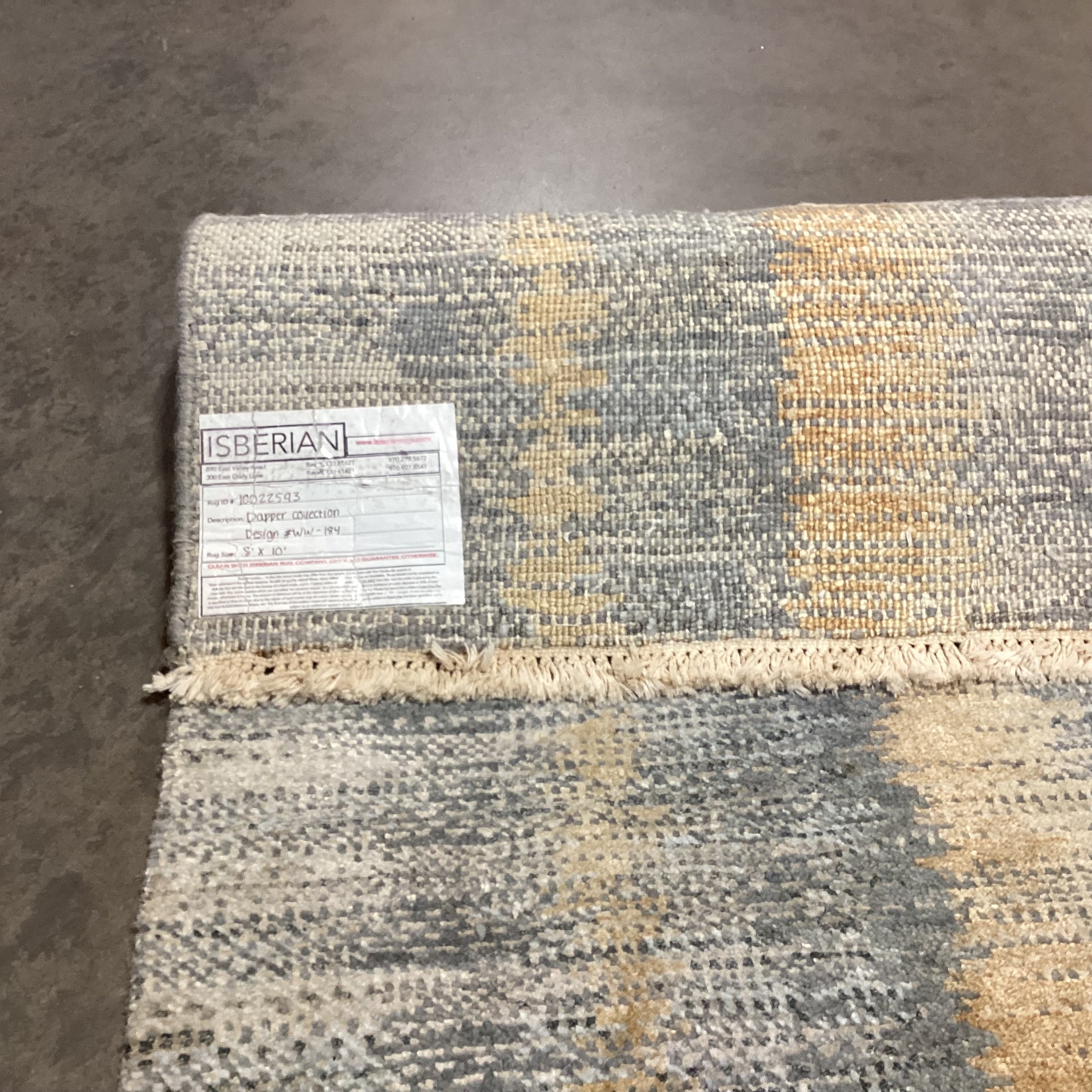 Isberian Aqua Cream Gold Woven Wool & Chenille Rug 4&#39;x 10&#39;