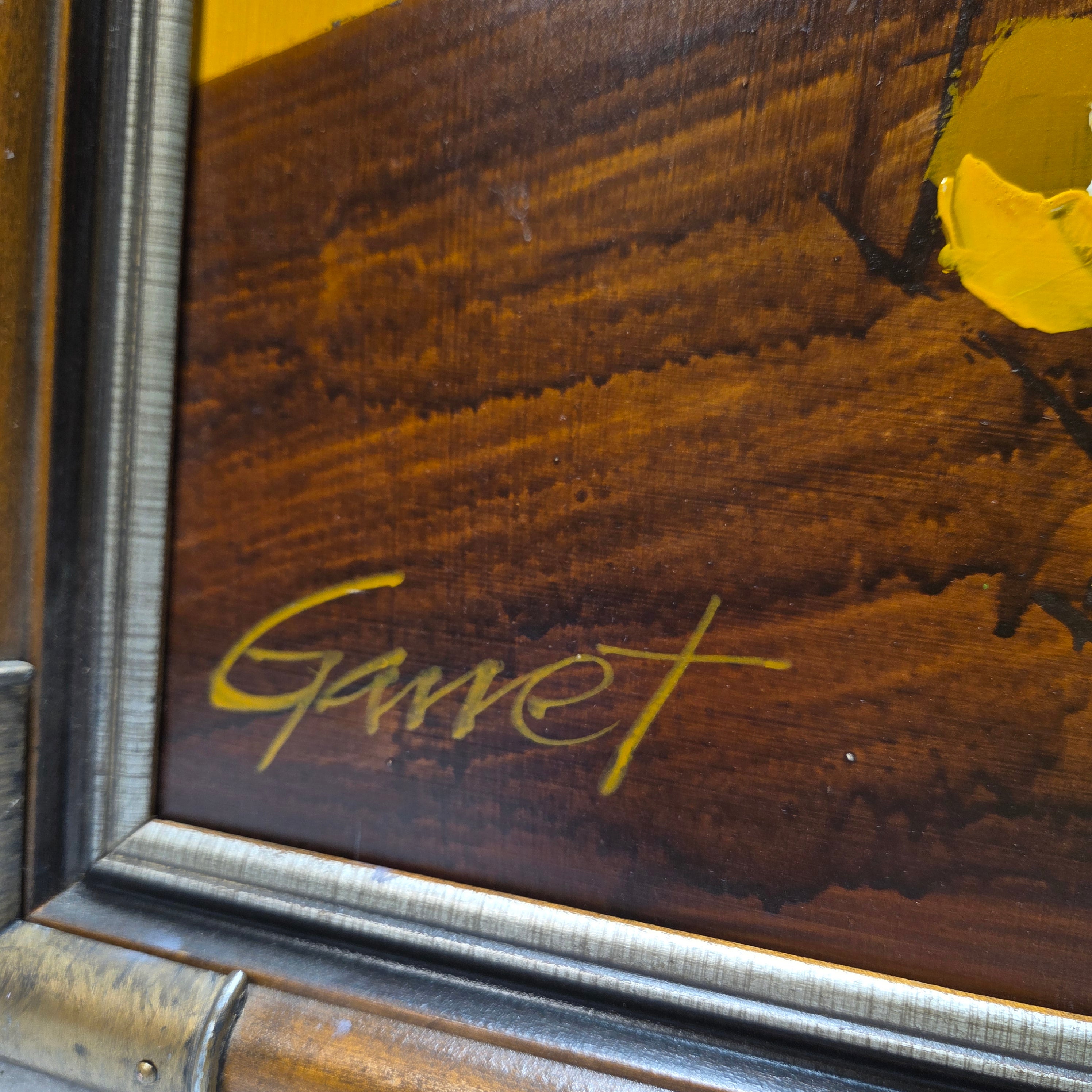 Garret Signed MCM Vase With Flowers Painting 25 1/4" x 37"