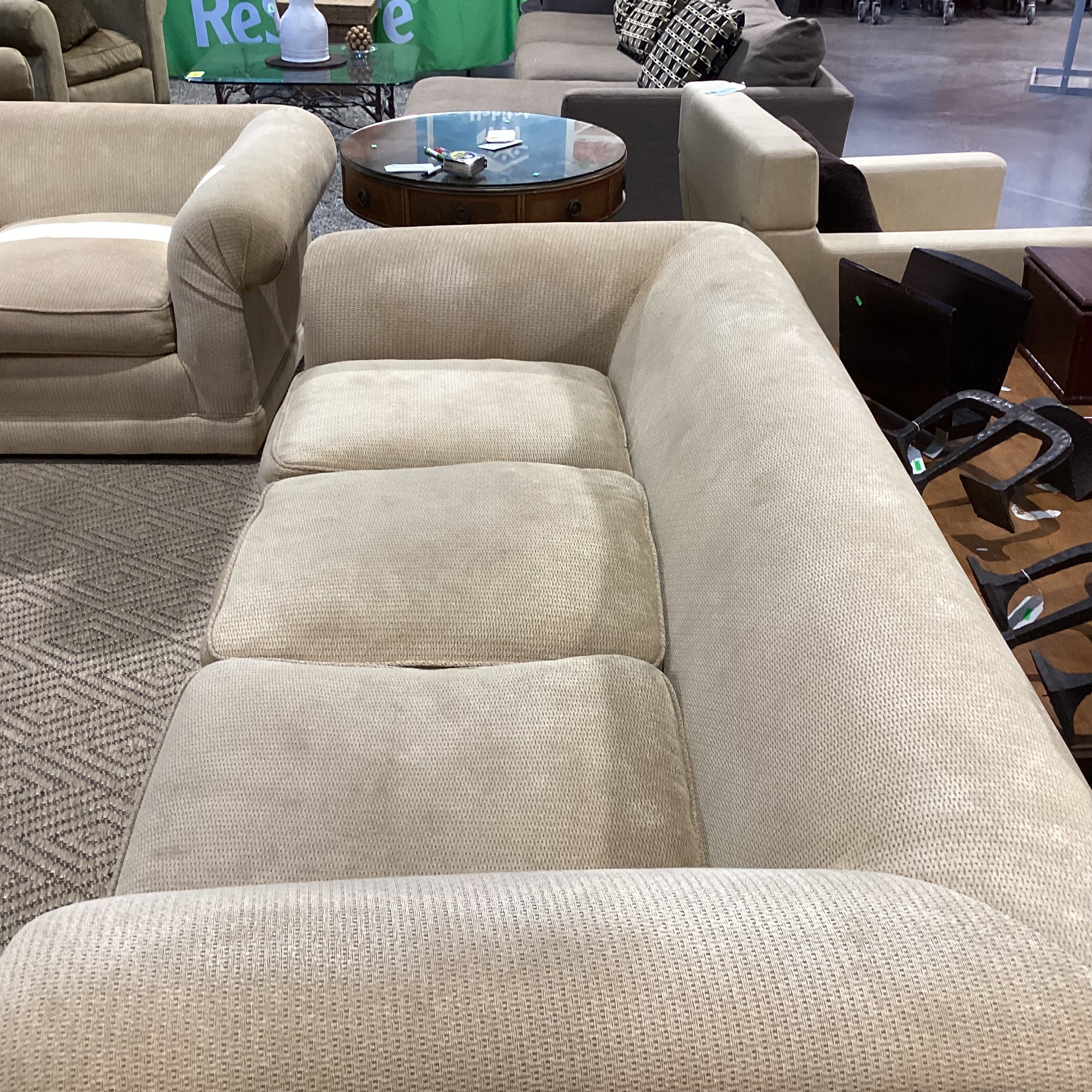 Golden Chenille Woven Roll Arm & Back Sofa 97"x 42"x 29"