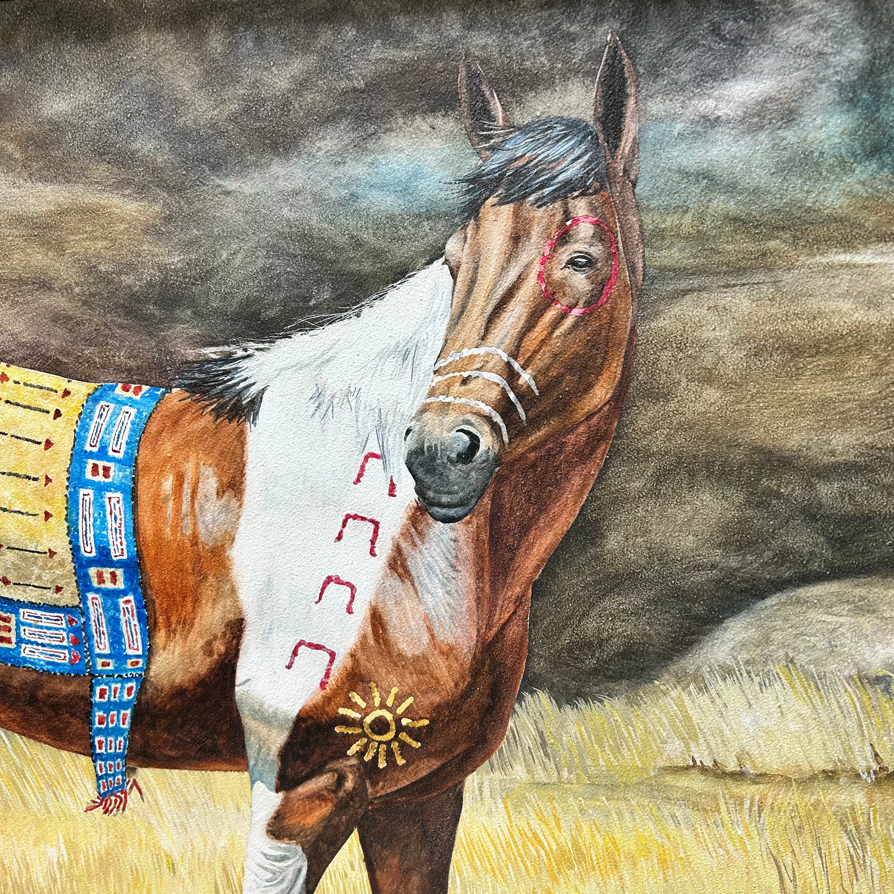 Artist DIDDAMS Indian Horse Painting 43"x 31"