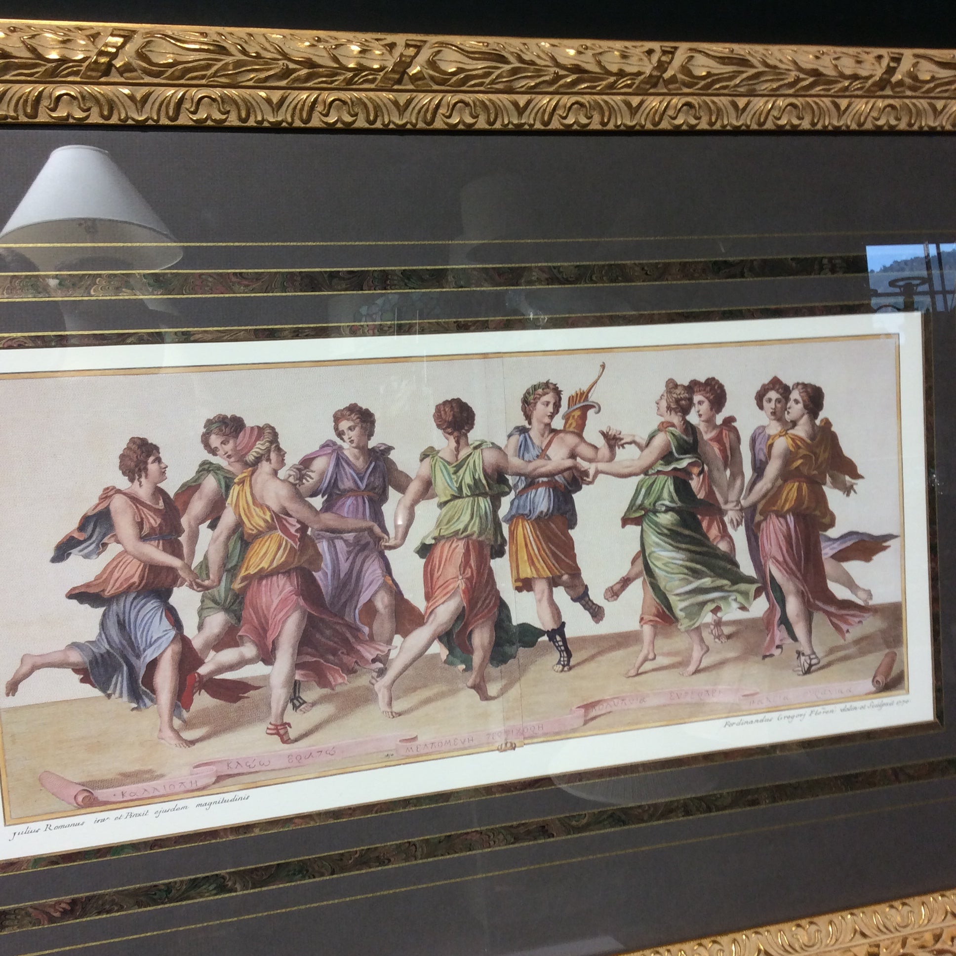 Julius Romanus "Dance Of The Muses" Print In An Ornate Frame 39 1/2" x 29 1/2"